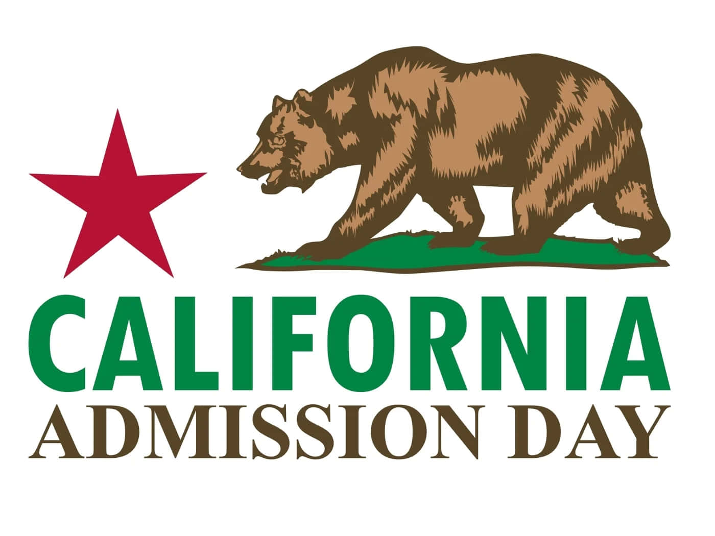 California Admission Day, brown bear, green grass, HD Desktop Wallpaper