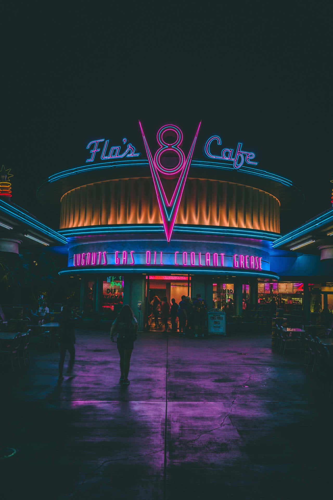 flint cafe, neon sign, retro diner, Full HD Phone Wallpaper