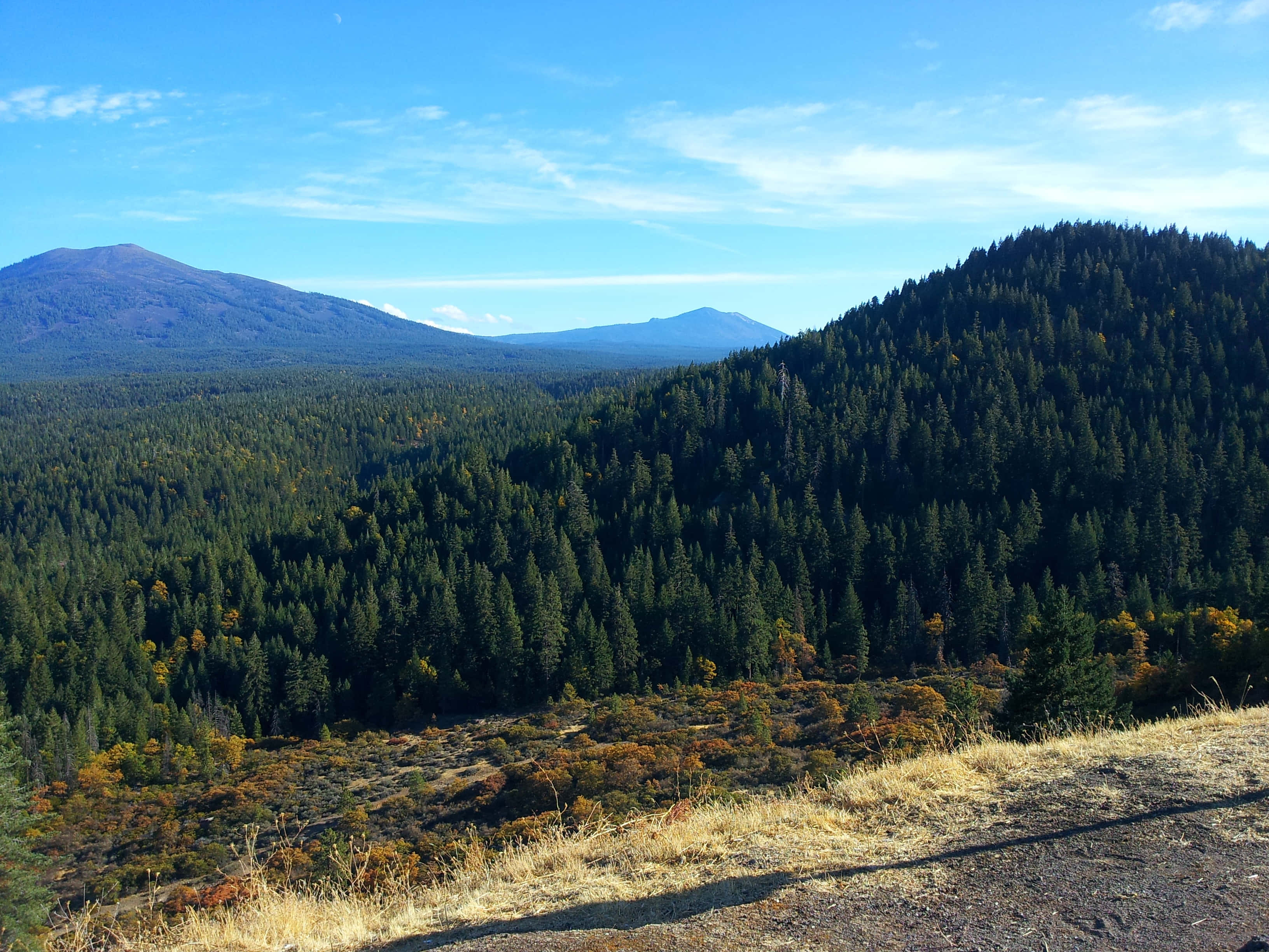 California Mountain, Sunset, forested valley, 2K Desktop Wallpaper