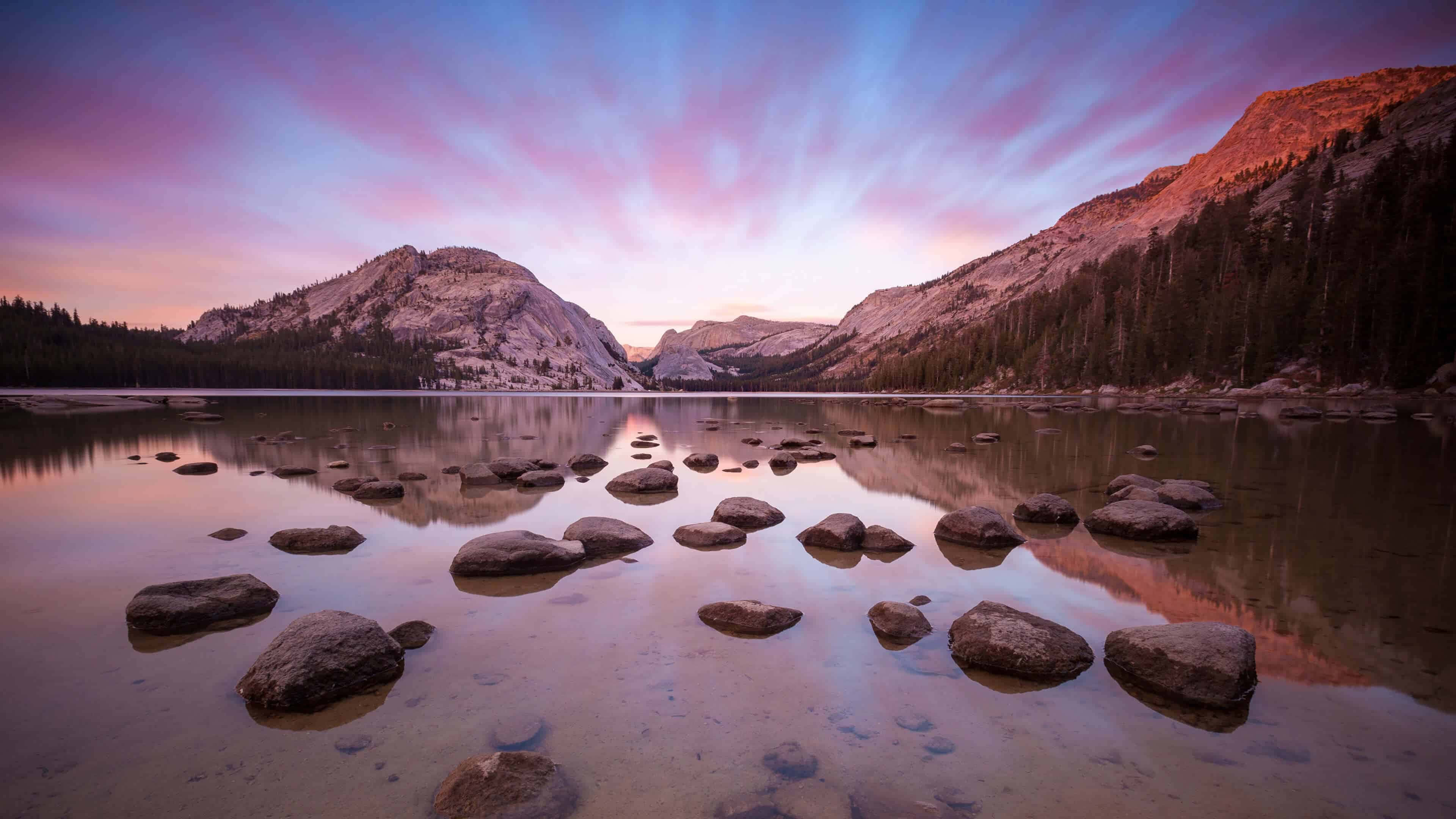 California Mountain, sunset, pink purple and blue skies, 4K Desktop Wallpaper