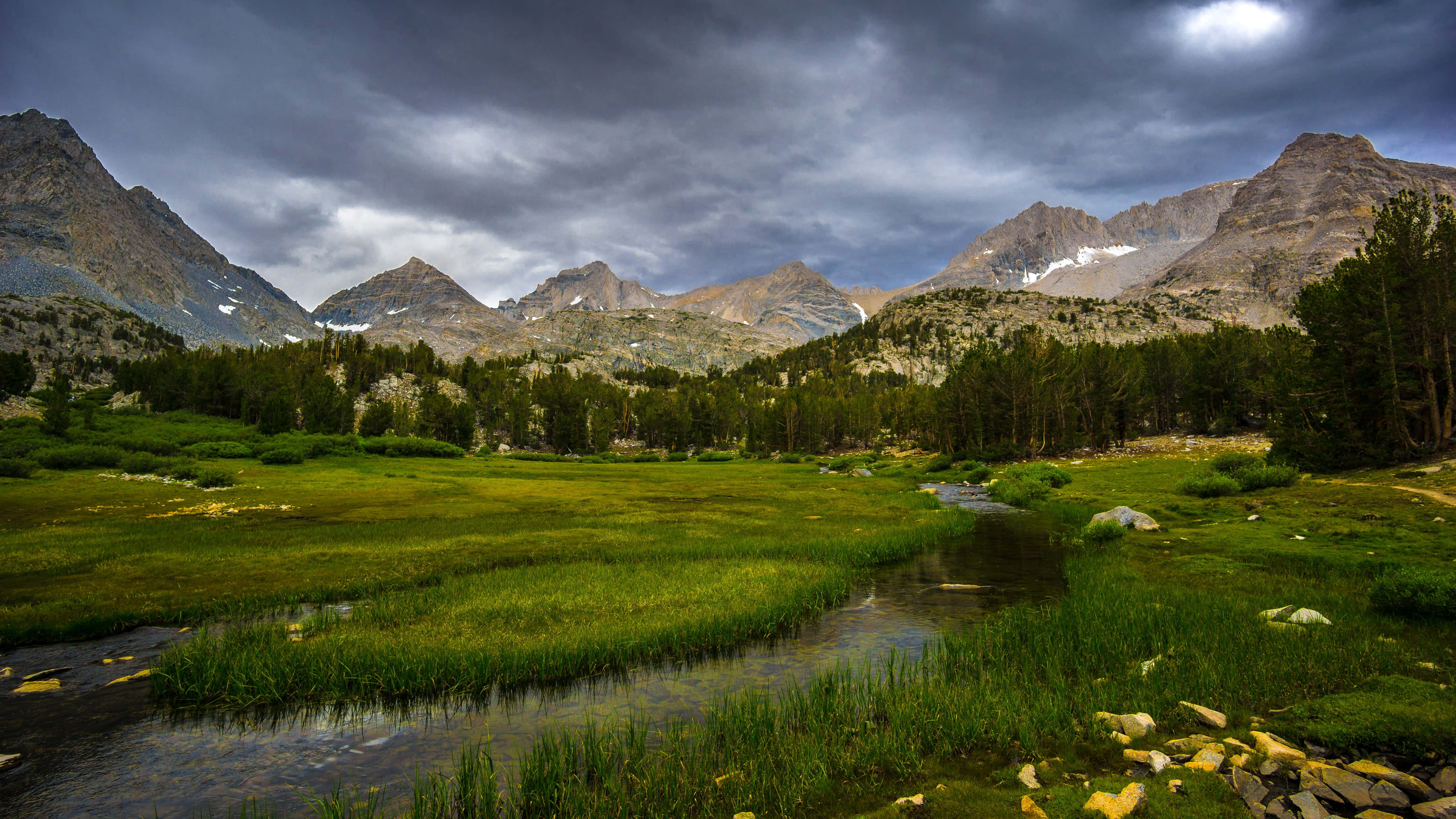 California Mountain, mountain valley, winding stream, 5K Desktop Wallpaper