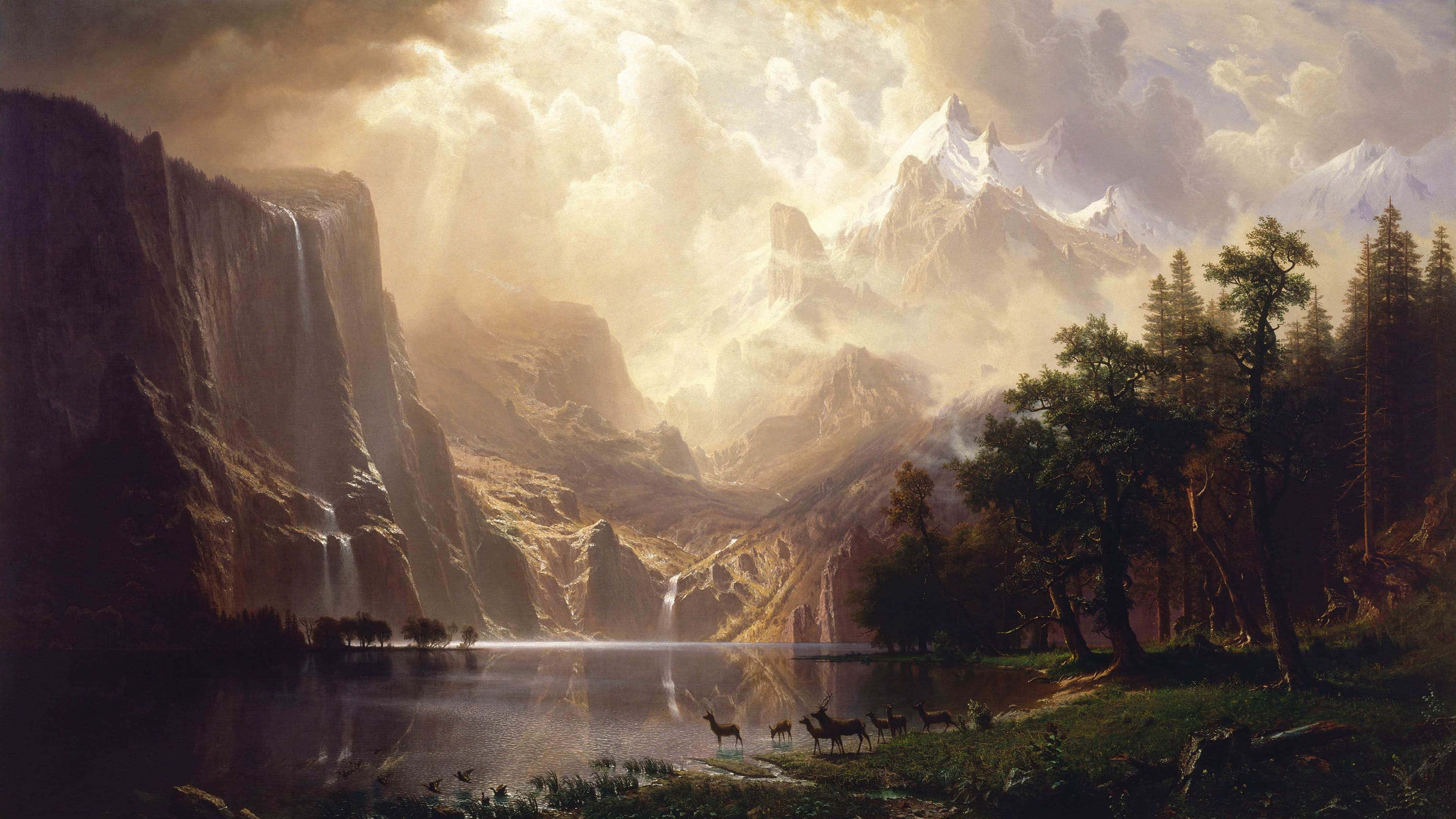 California Mountain, mountain valley, cascading waterfalls, 4K Desktop Wallpaper