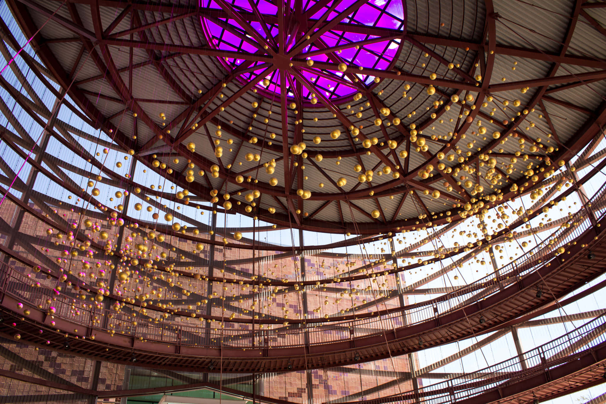 California Science Center, atrium, vibrant purple skylight, Full HD Desktop Wallpaper