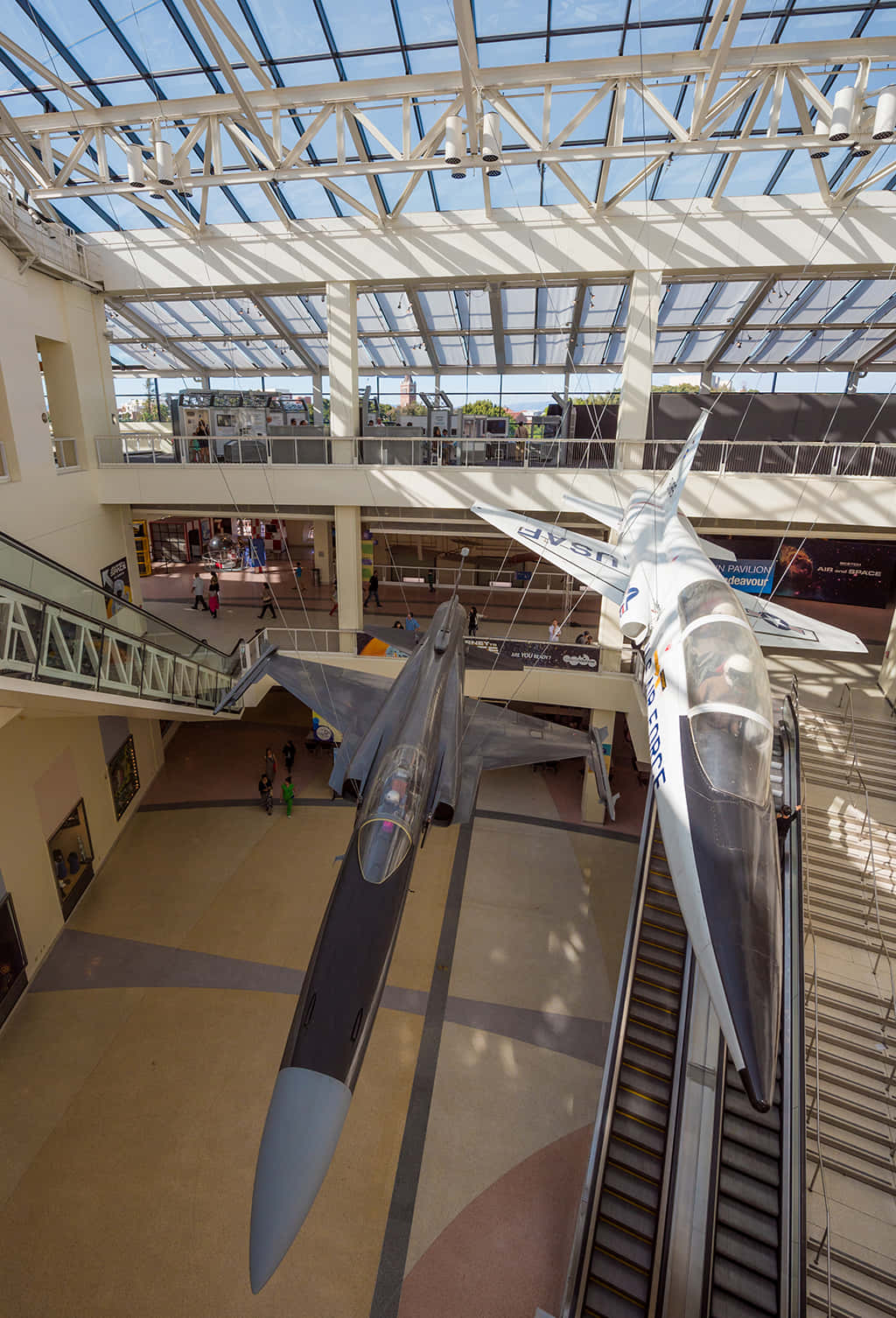 California Science Center, aircraft exhibit, fighter jets, HD Phone Wallpaper