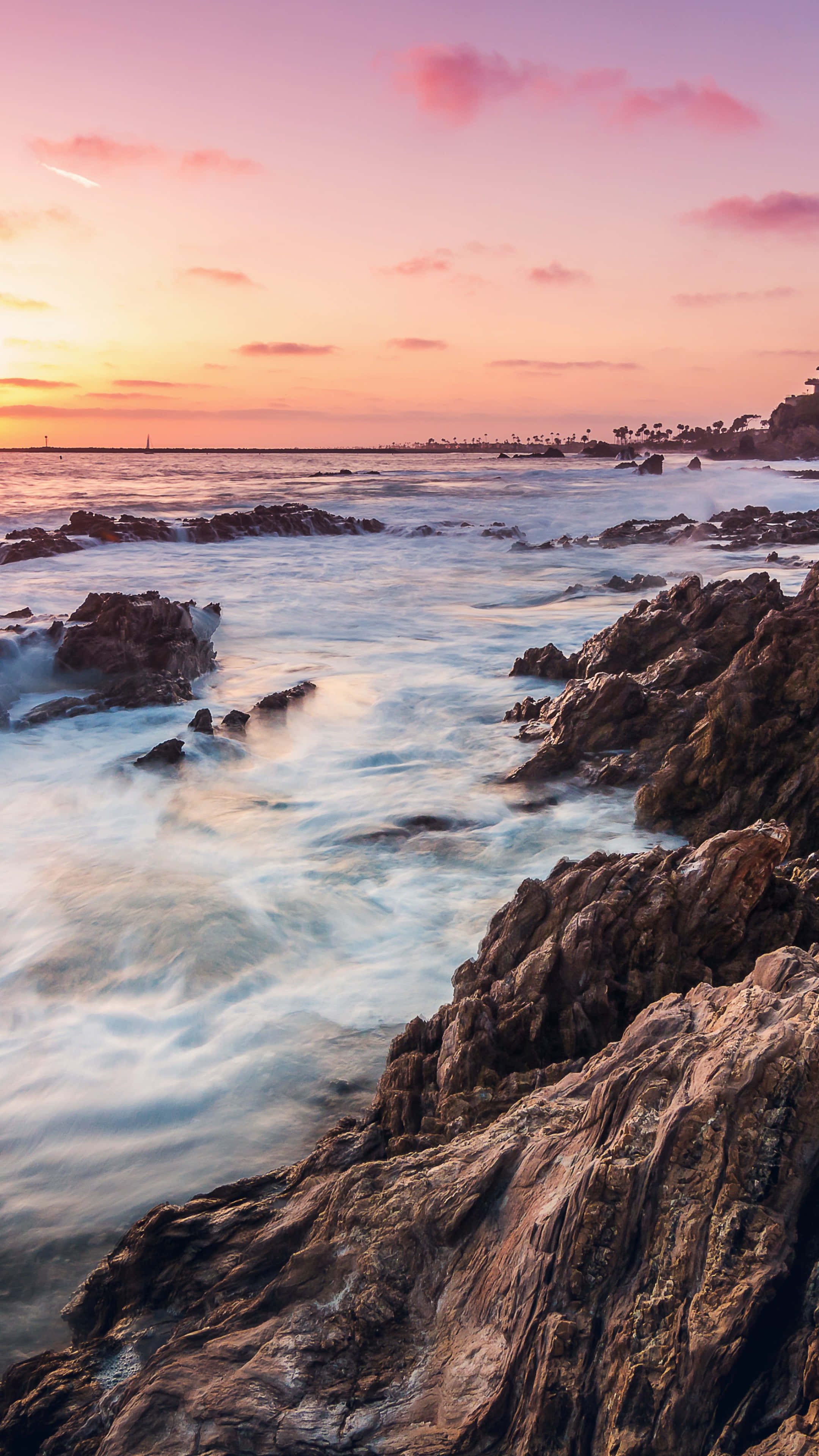 California Summer, Sunset, pinks, 4K Phone Wallpaper