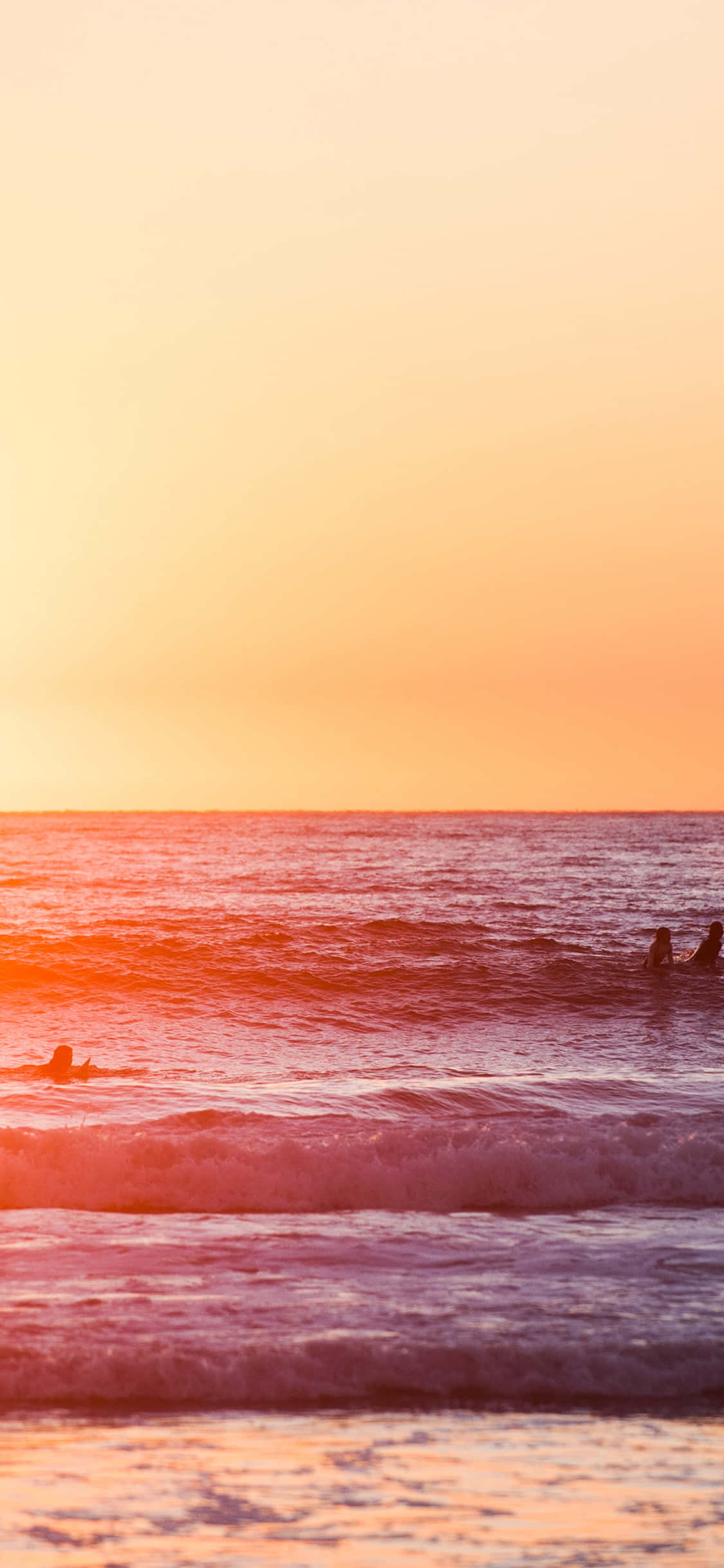 California Summer, sunset, glowing orange waves, Full HD Phone Wallpaper