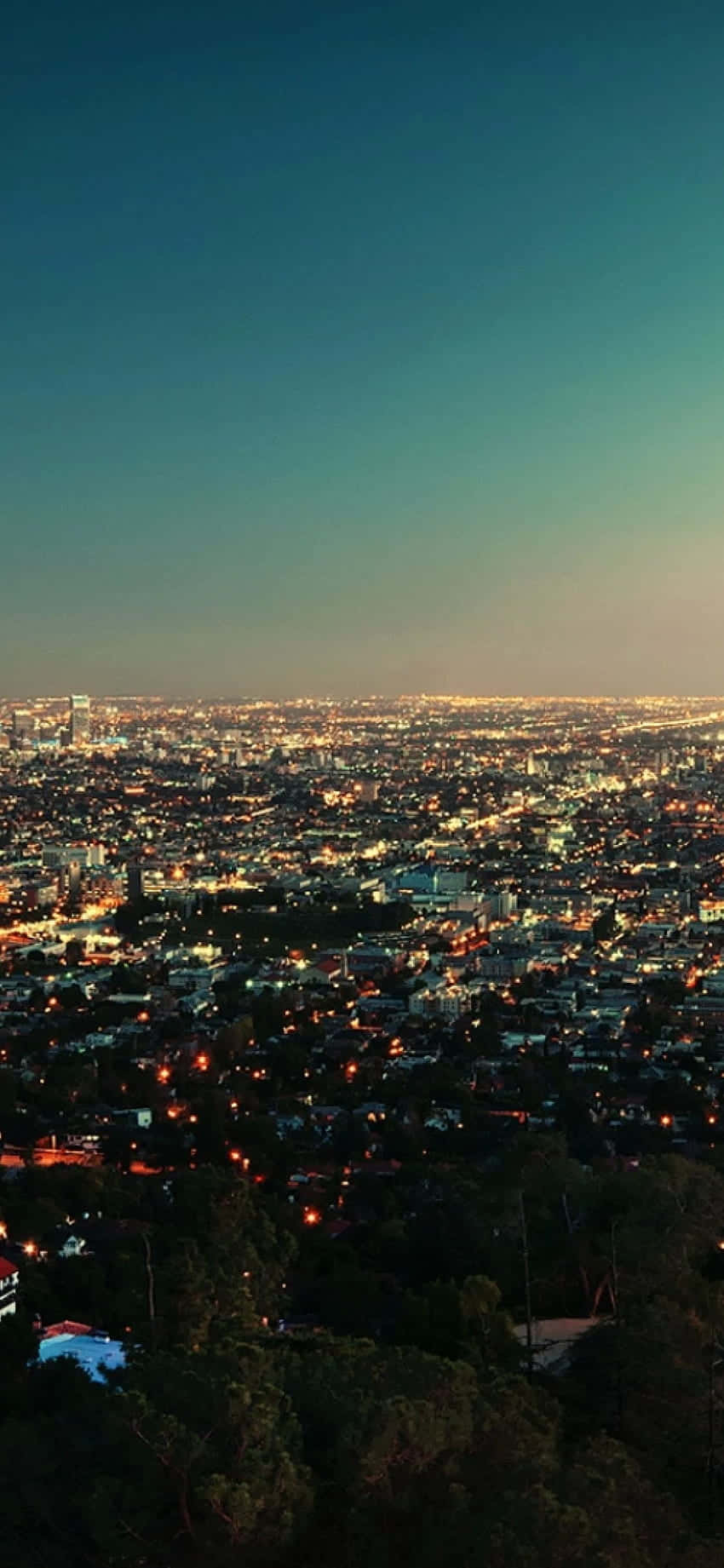 California Summer, twilight, glowing streetlights, HD Phone Wallpaper
