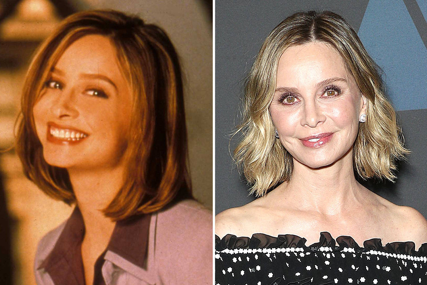 Calista Flockhart, Then And Now, split portrait, HD Desktop Wallpaper