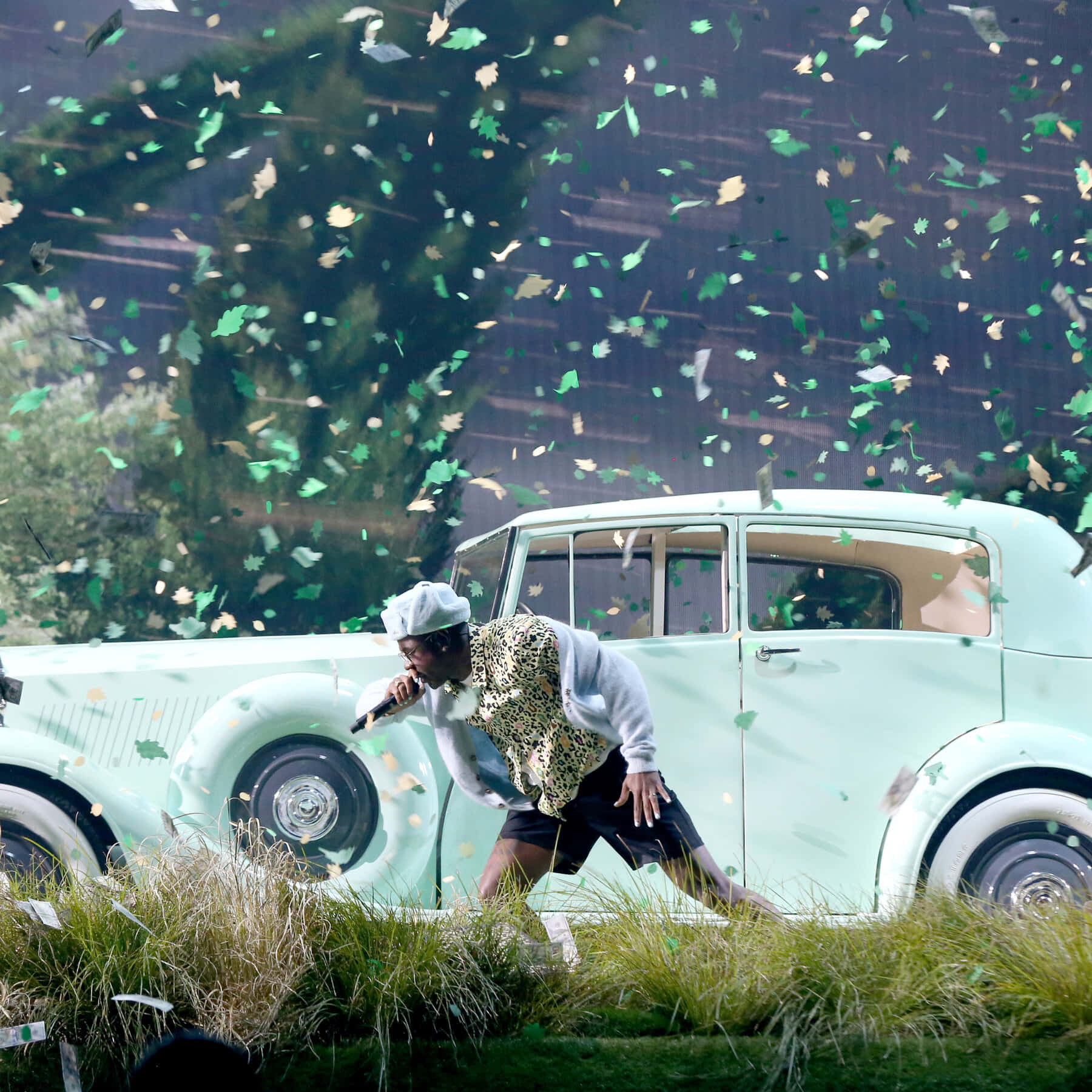 Call Me If You Get Lost, mint green vintage car, green confetti, HD Desktop Wallpaper