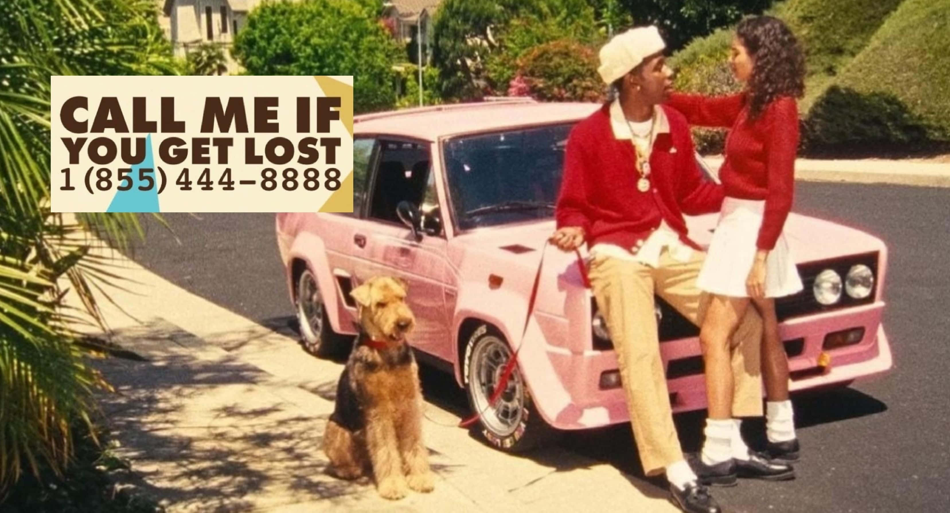Call Me If You Get Lost, red outfits, pink car, 2K Desktop Wallpaper