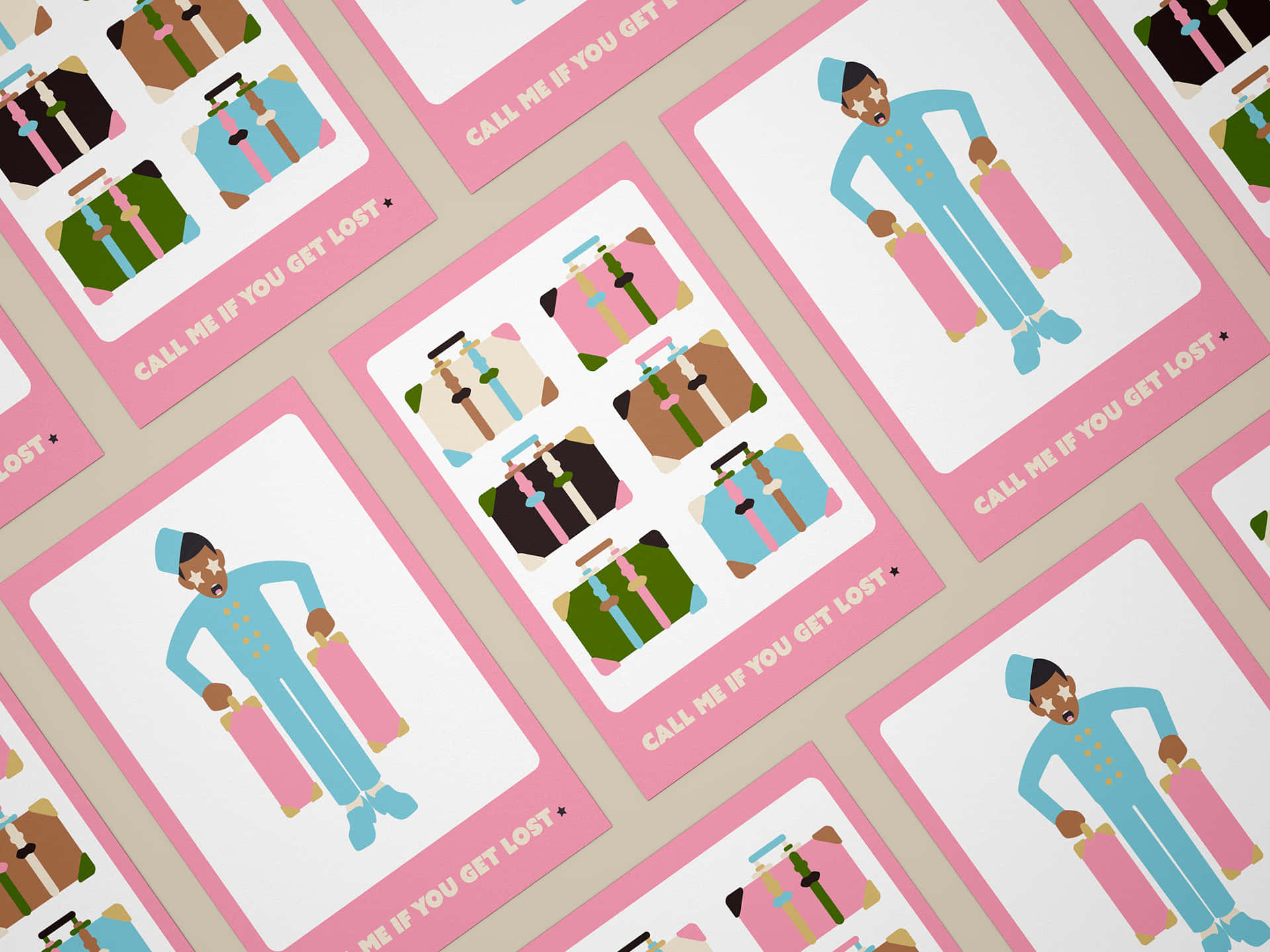 Call Me If You Get Lost, blue pajamas, pink suitcase, Full HD Desktop Wallpaper