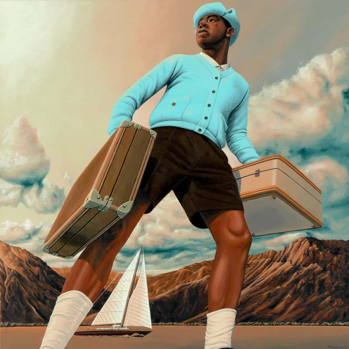 Call Me If You Get Lost, blue cardigan, hat, HD Desktop Wallpaper