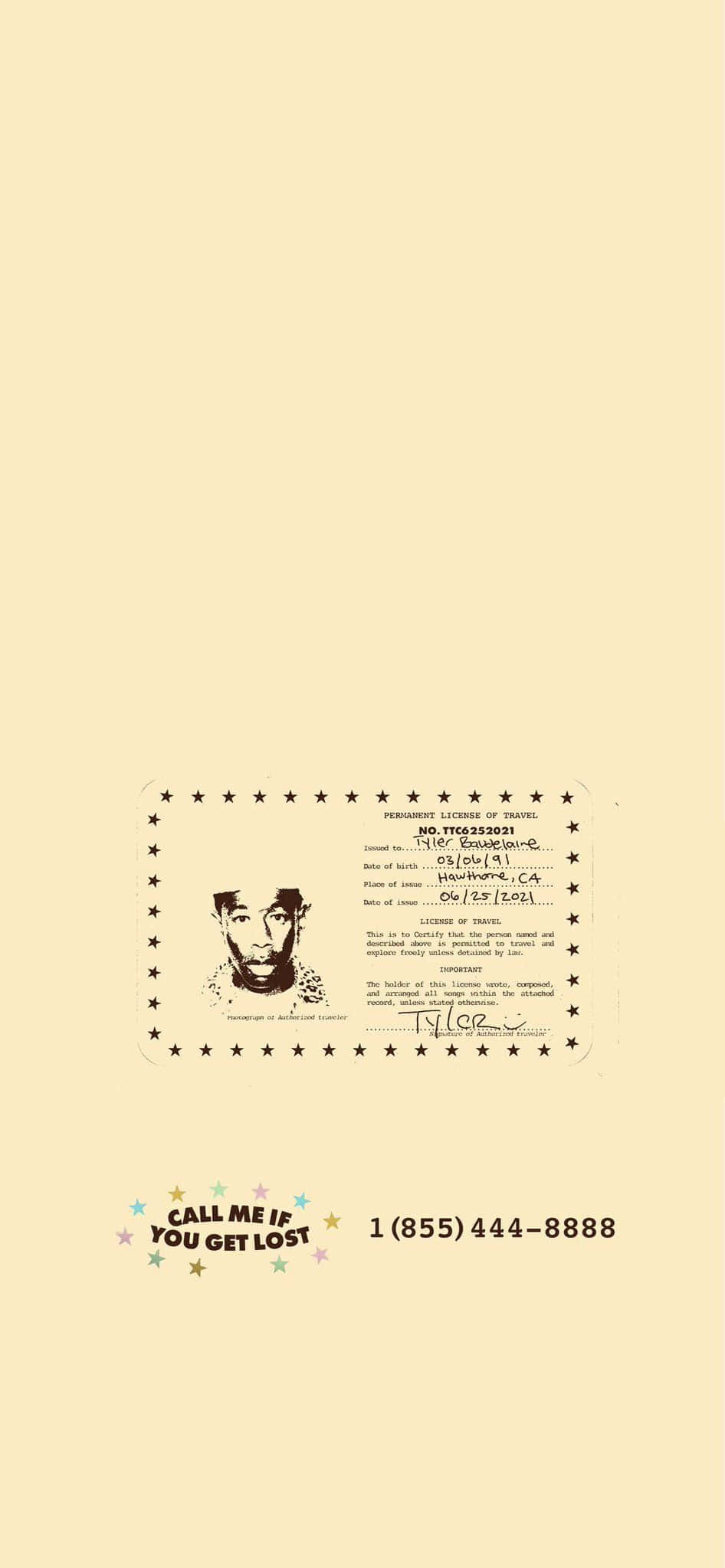 Call Me If You Get Lost, vintage-style driver's license, portrait, Full HD Phone Wallpaper
