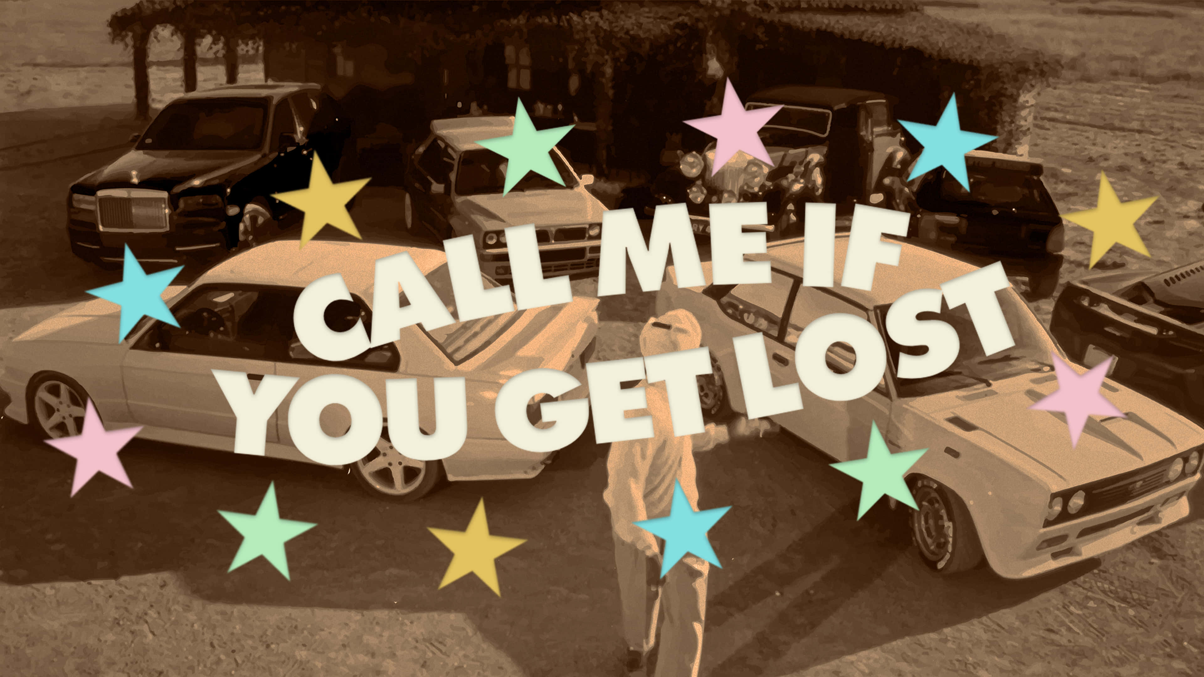 Call Me If You Get Lost, sepia-toned sky, colorful stars, 4K Desktop Wallpaper