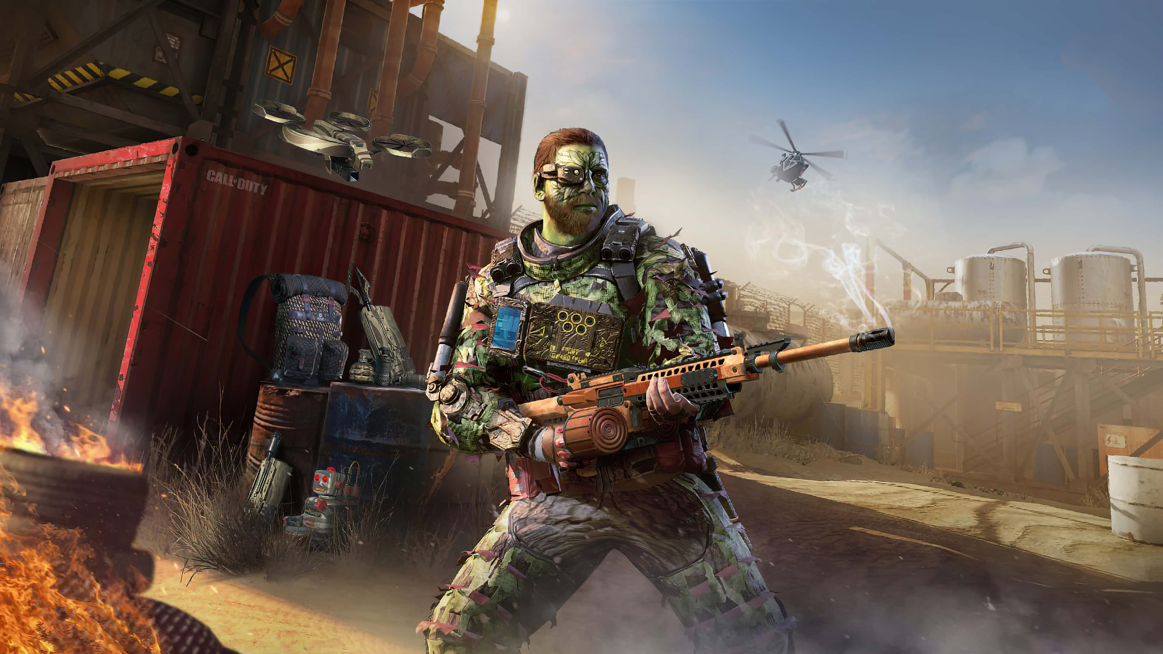 Call Of Duty 2020, green camouflage gear, smoking rifle, 4K Desktop Wallpaper