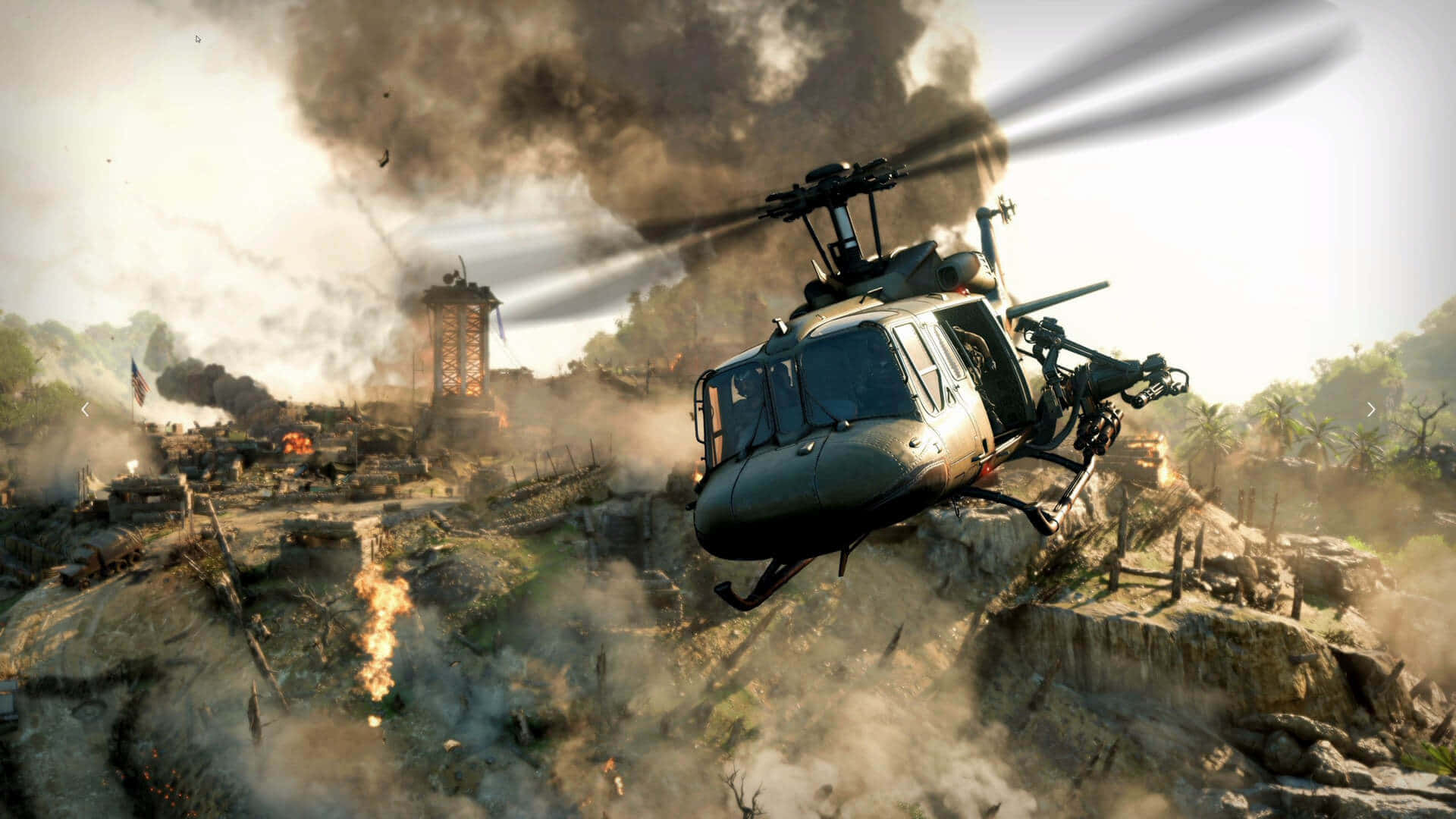 Call Of Duty Battles, military helicopter, war-torn jungle battlefield, Full HD Desktop Wallpaper