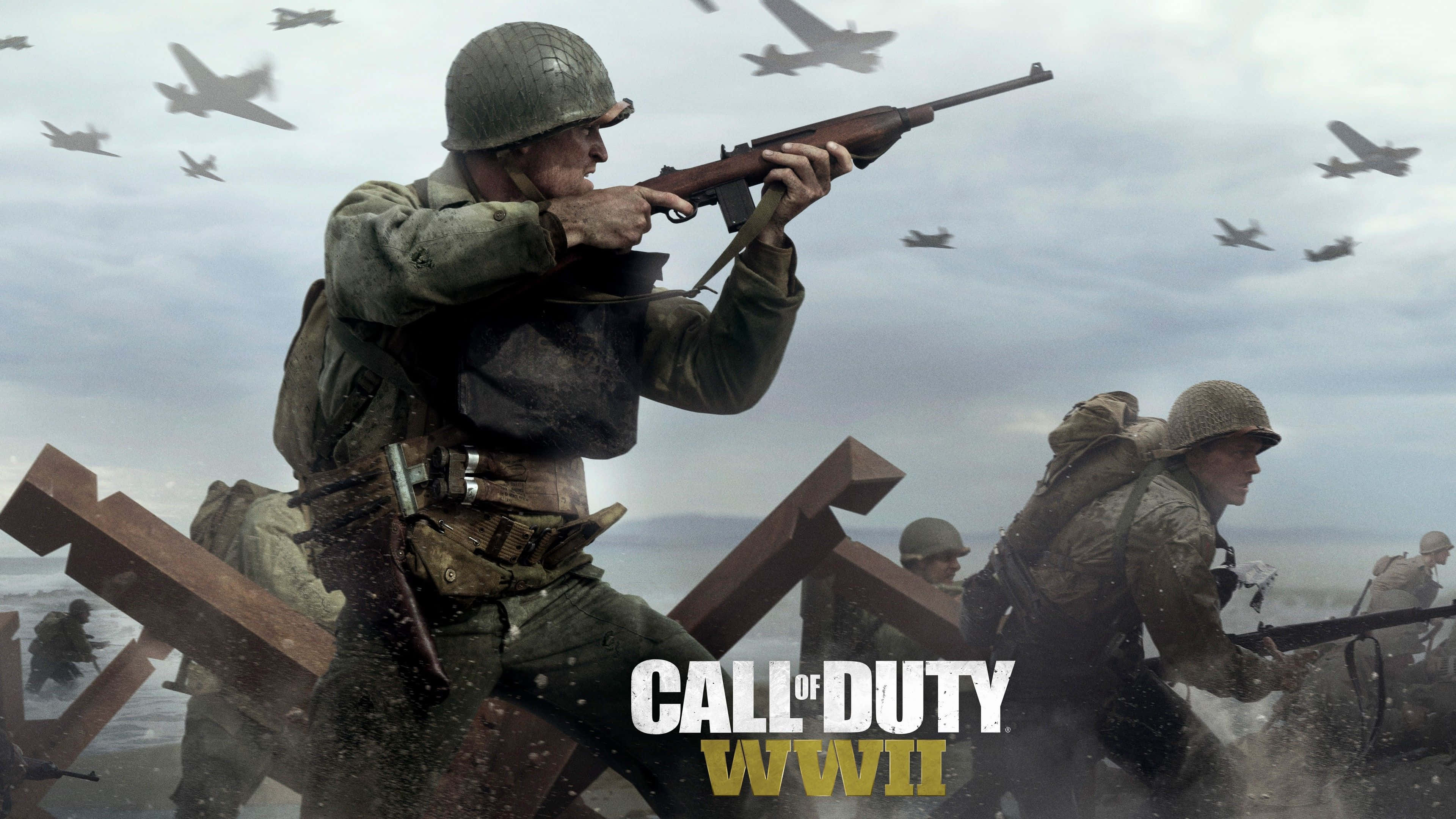 Call Of Duty Battles, WWII gear, stormy beach, 4K Desktop Wallpaper