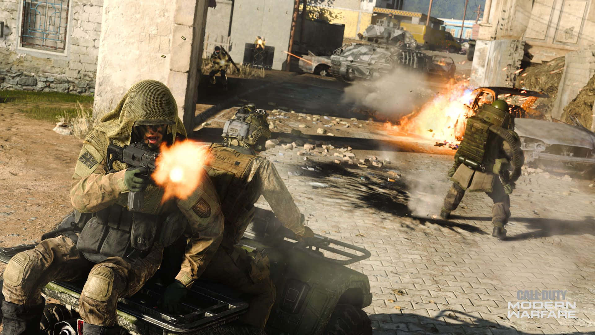 Call Of Duty Battles, combat gear, explosions, Full HD Desktop Wallpaper
