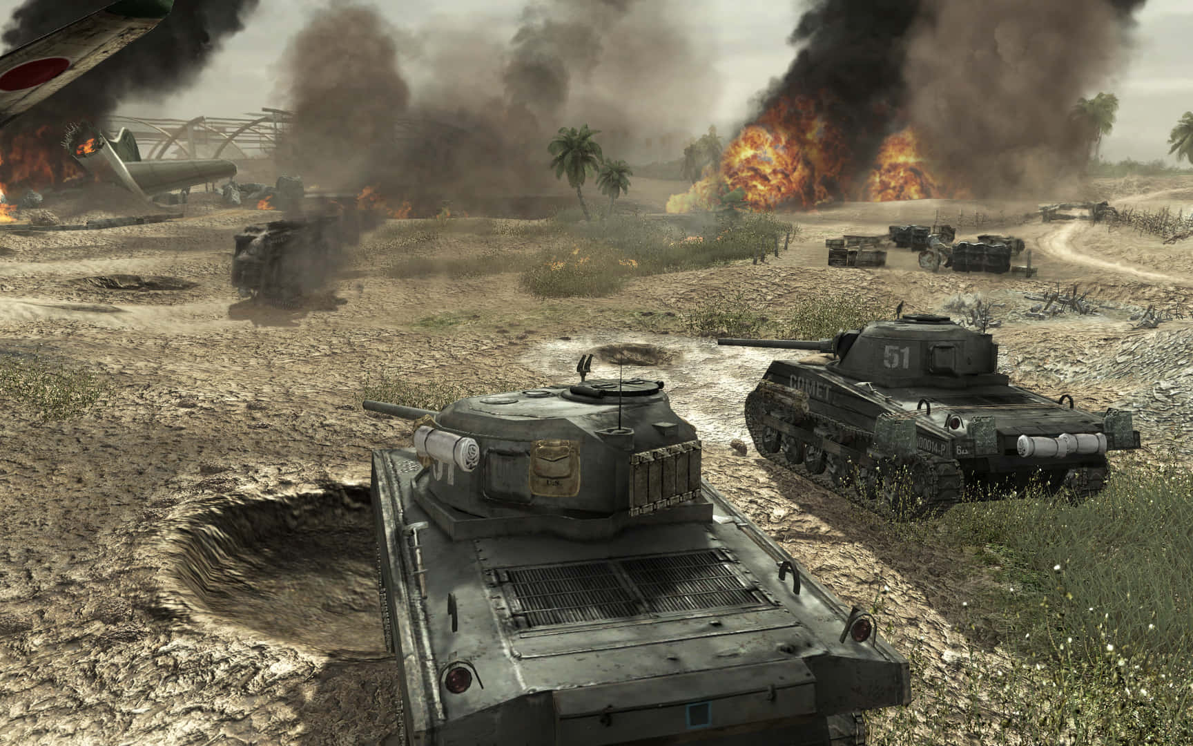 Call of Duty, war tanks, muddy battlefield, HD Desktop Wallpaper