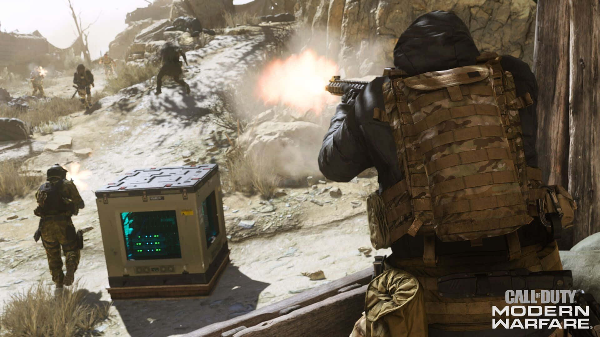 Call Of Duty Battles, tactical gear, dusty rocky battlefield, Full HD Desktop Wallpaper