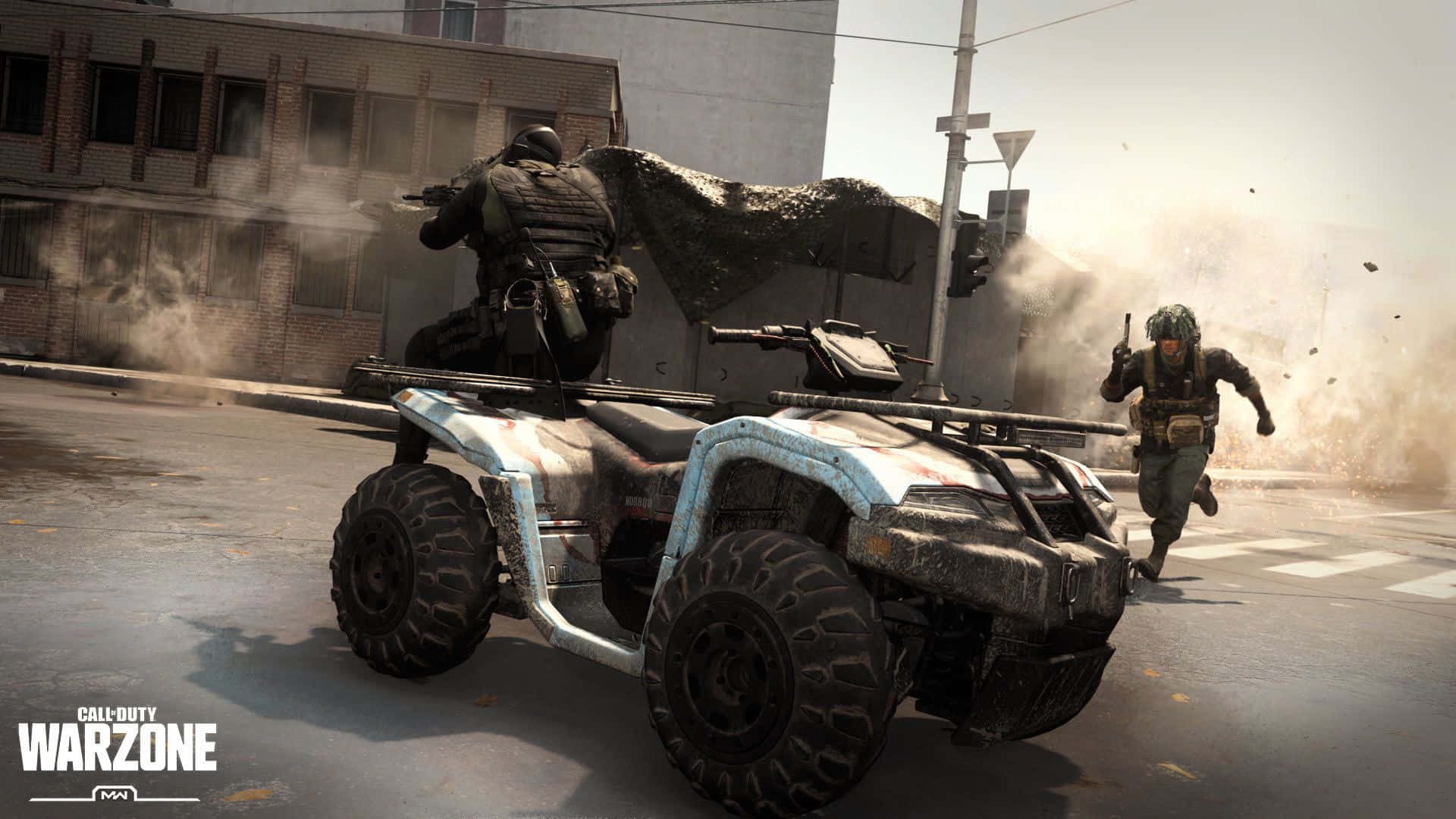 Call of Duty, tactical gear, dusty urban street, Full HD Desktop Wallpaper