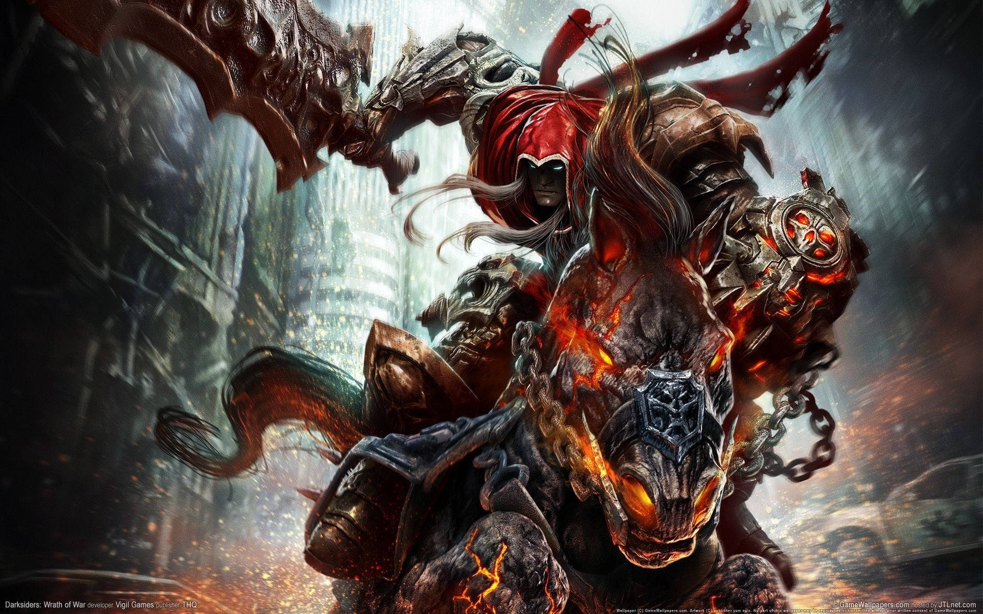 Call of Duty, red hood, flaming demonic horse, Full HD Desktop Wallpaper