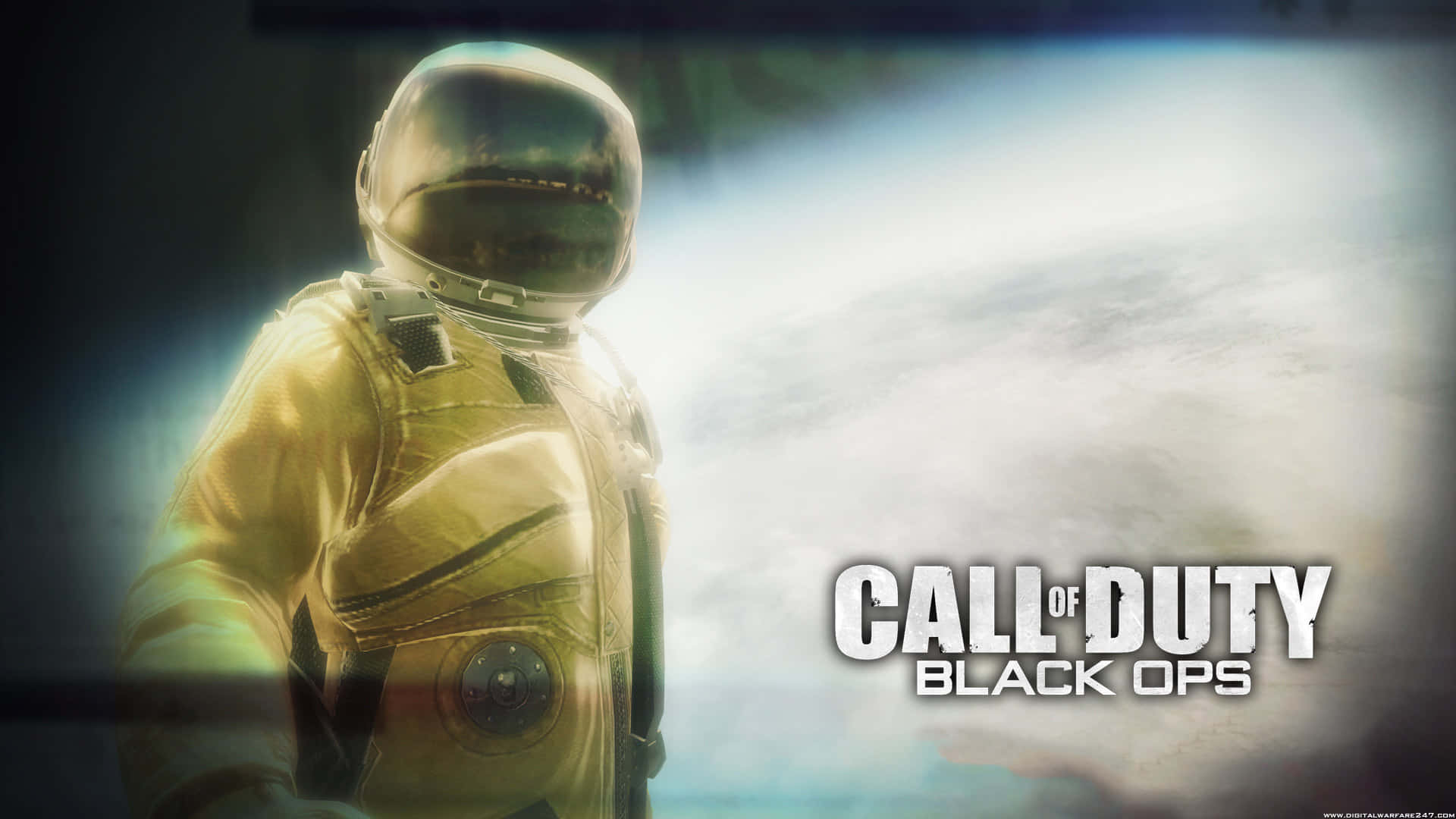 Call of Duty: Black Ops 1, futuristic gold armored suit, cloudy sky, Full HD Desktop Wallpaper
