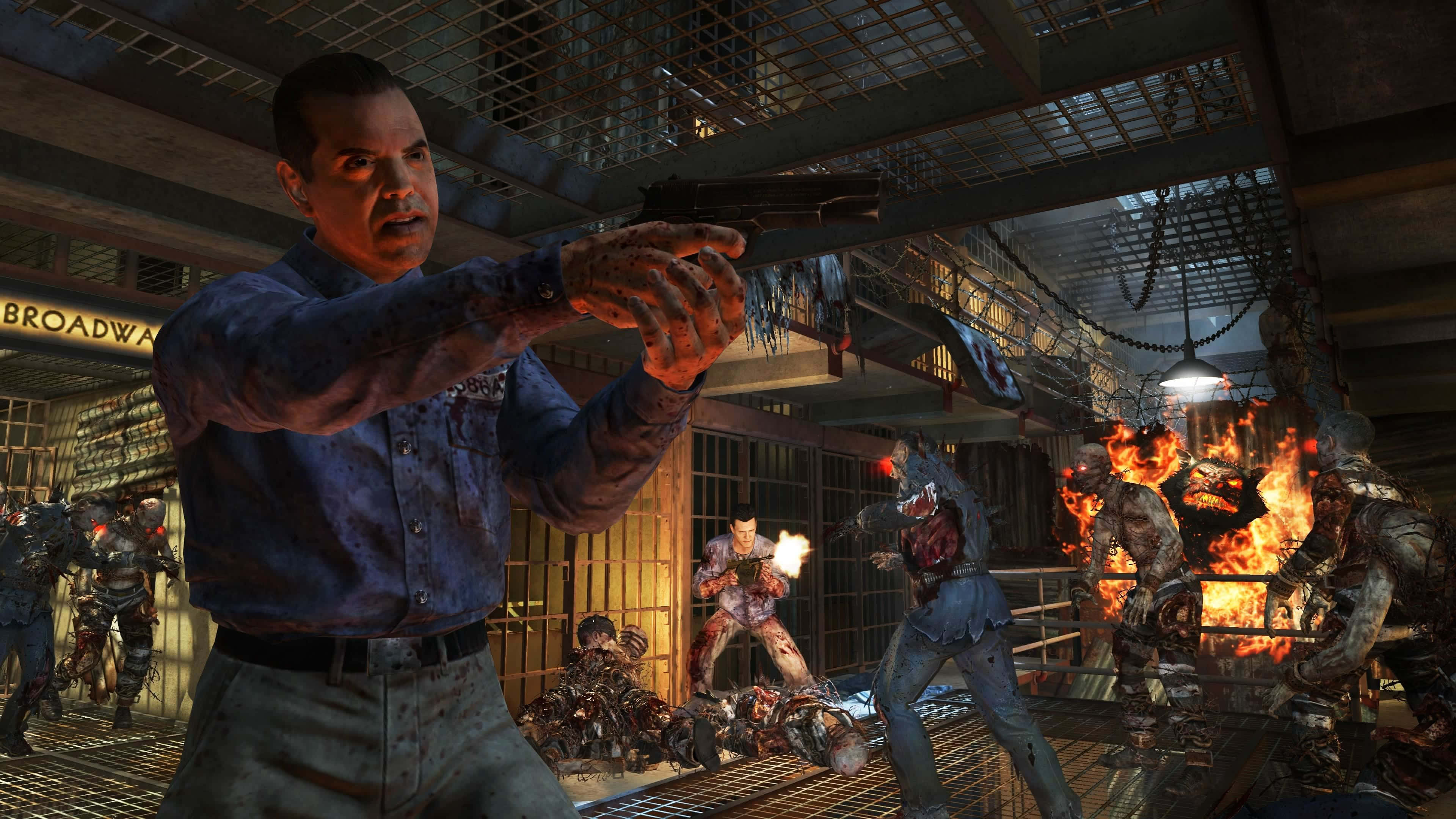 Call Of Duty Black Ops 2, zombies, fiery industrial prison, 4K Desktop Wallpaper