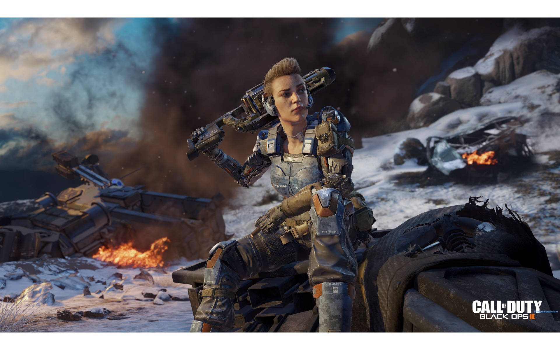 Call Of Duty Black Ops 3, female soldier, futuristic armor, Full HD Desktop Wallpaper