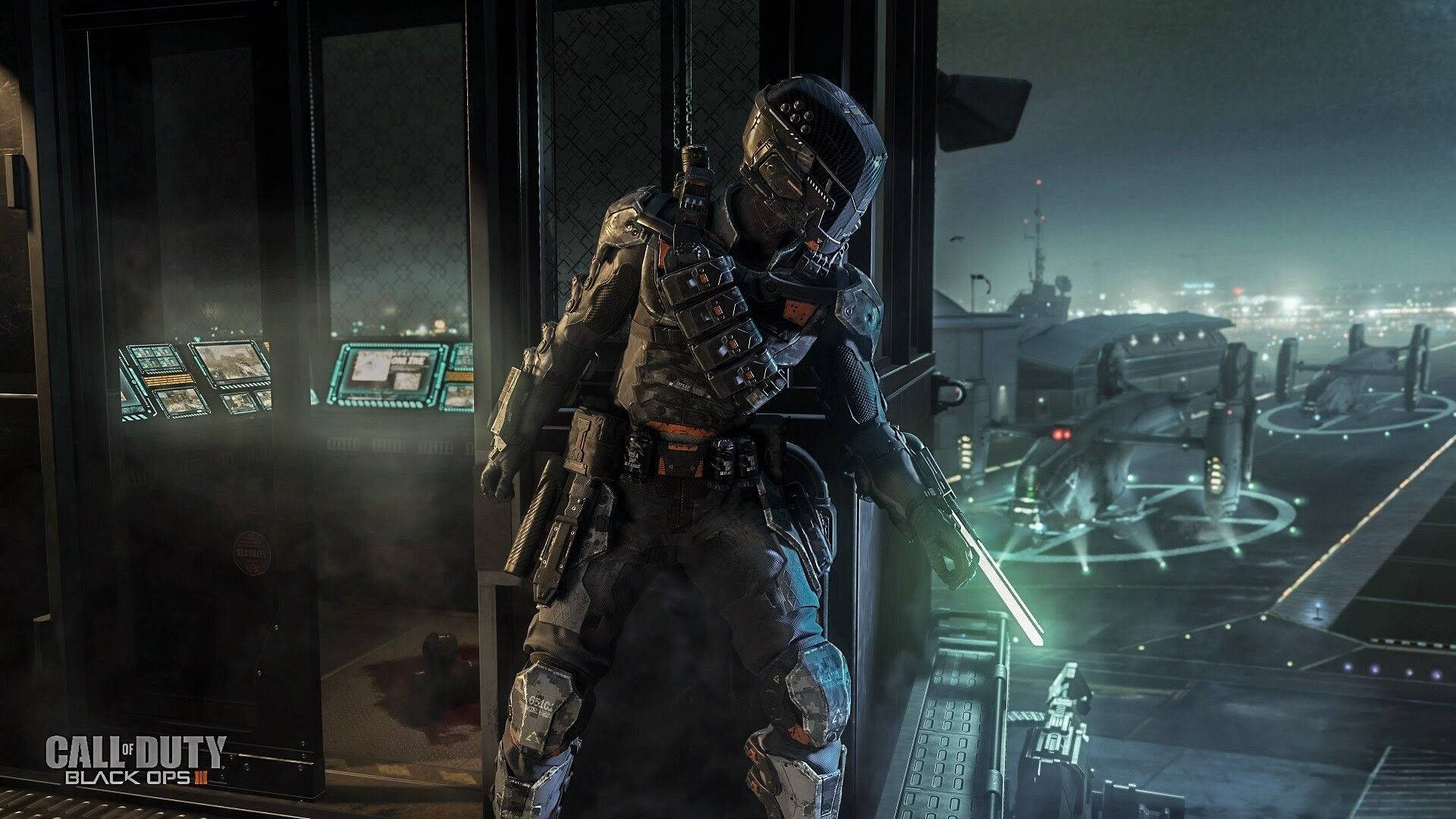 Call Of Duty Black Ops 3, futuristic armor, dimly lit control room, Full HD Desktop Wallpaper