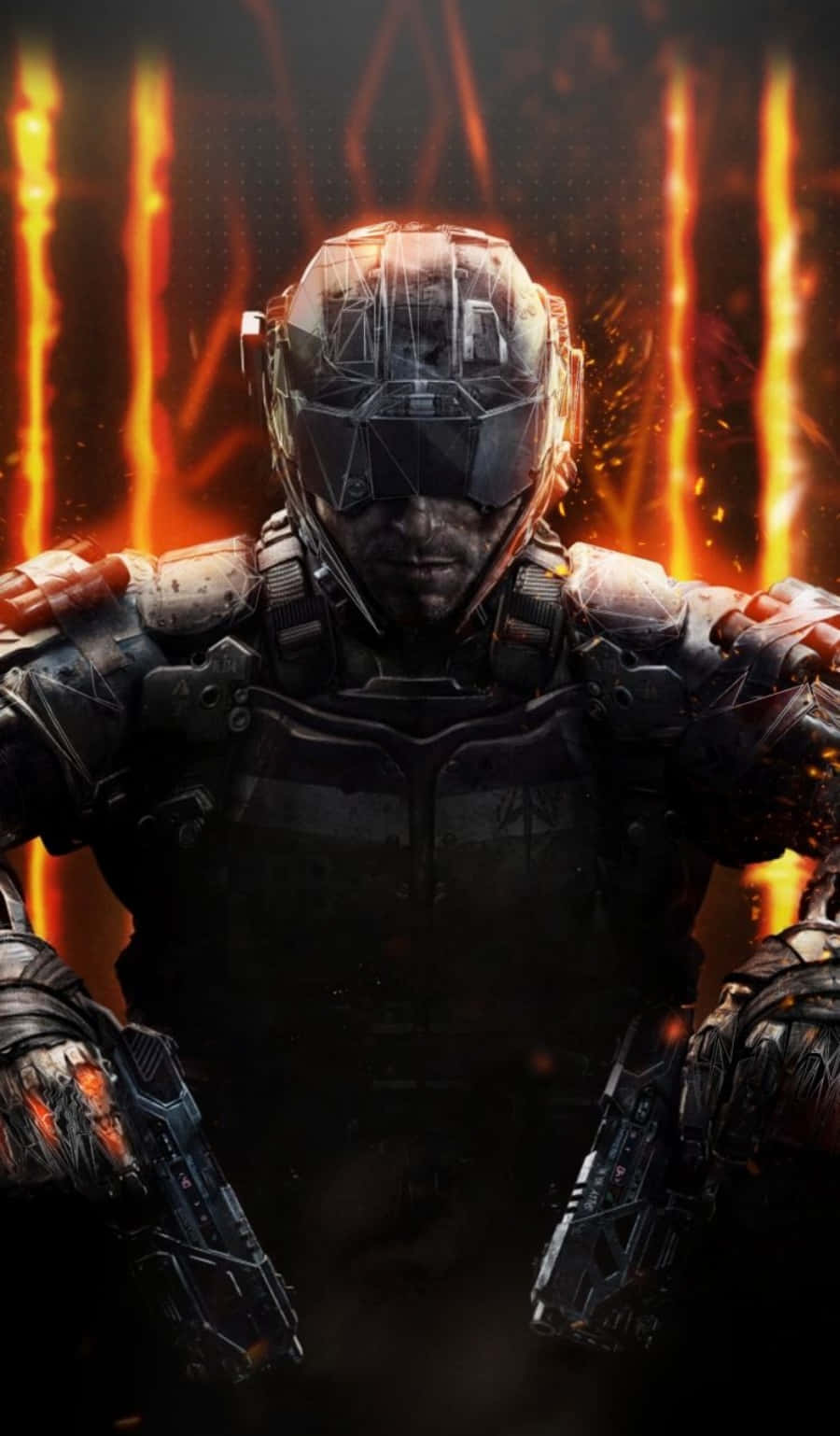Call Of Duty Black Ops 3, futuristic helmet, fiery orange energy beams, HD Phone Wallpaper