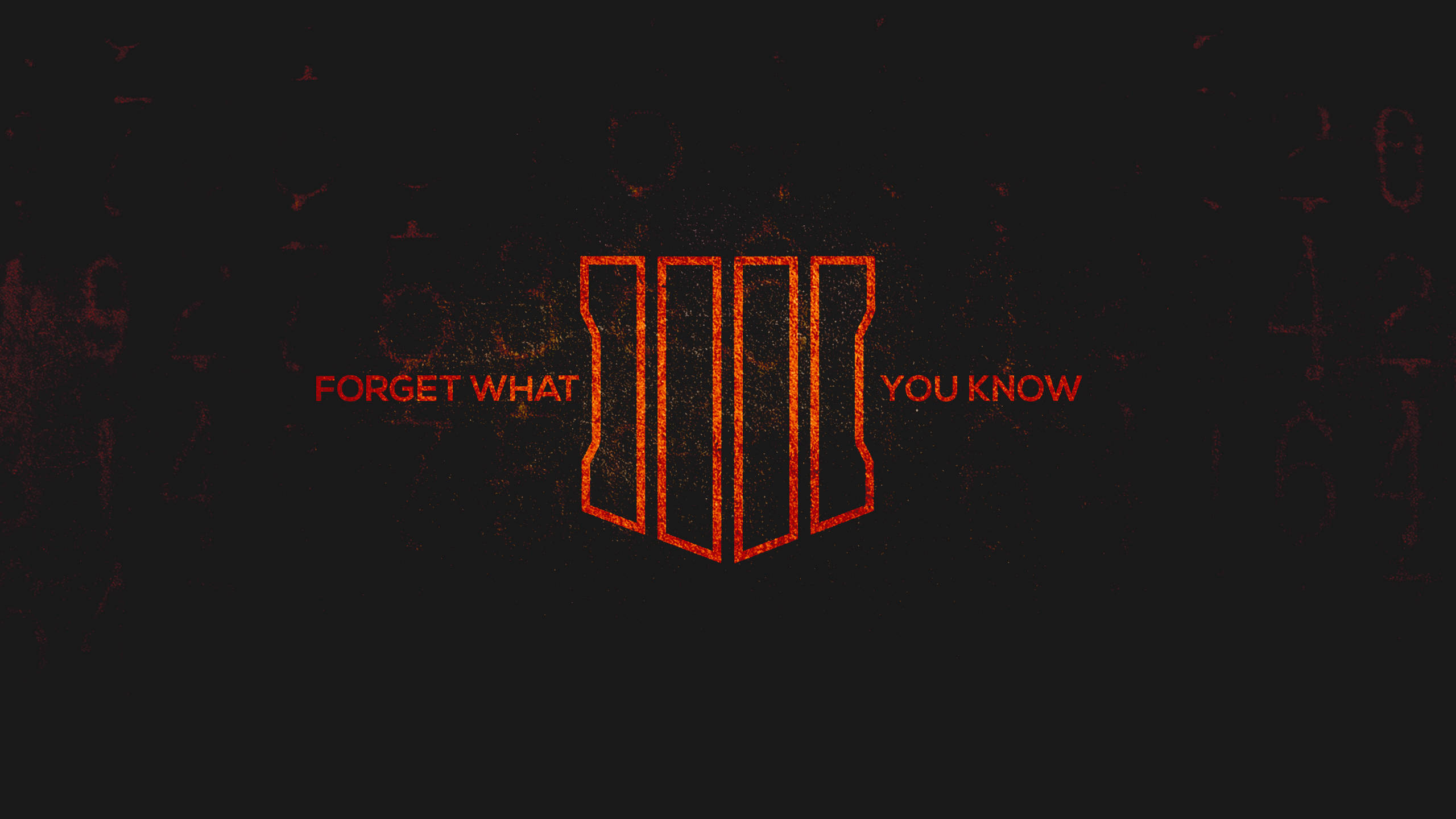 Call Of Duty Black Ops 4, orange geometric logo, text: forget what you know, 2K Desktop Wallpaper
