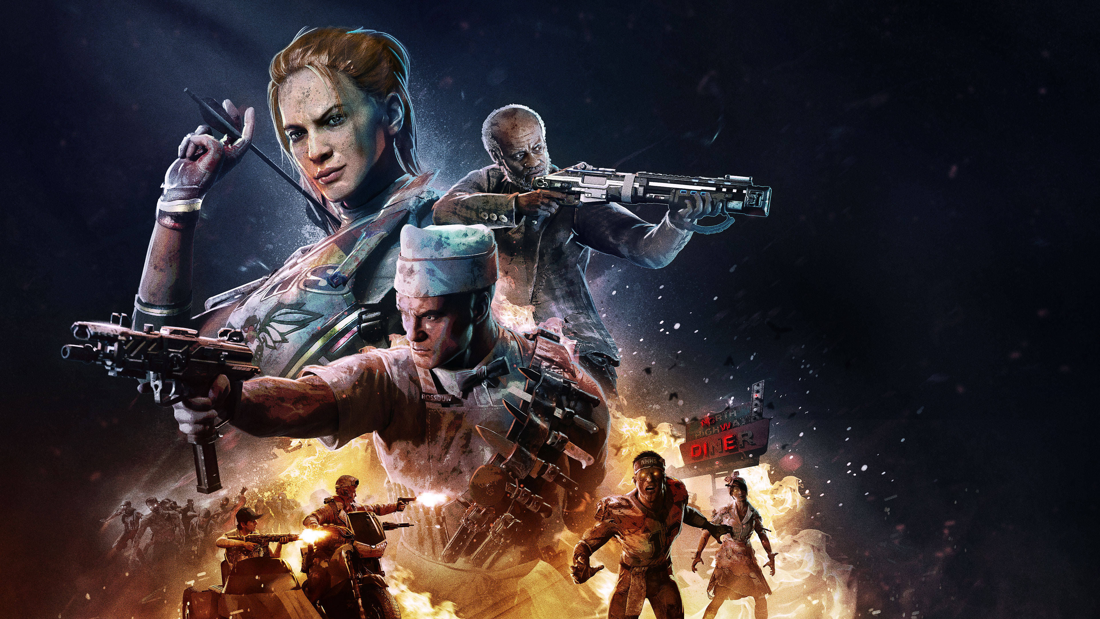 Call Of Duty Black Ops 4, Fiery Characters, armed soldiers, 4K Desktop Wallpaper