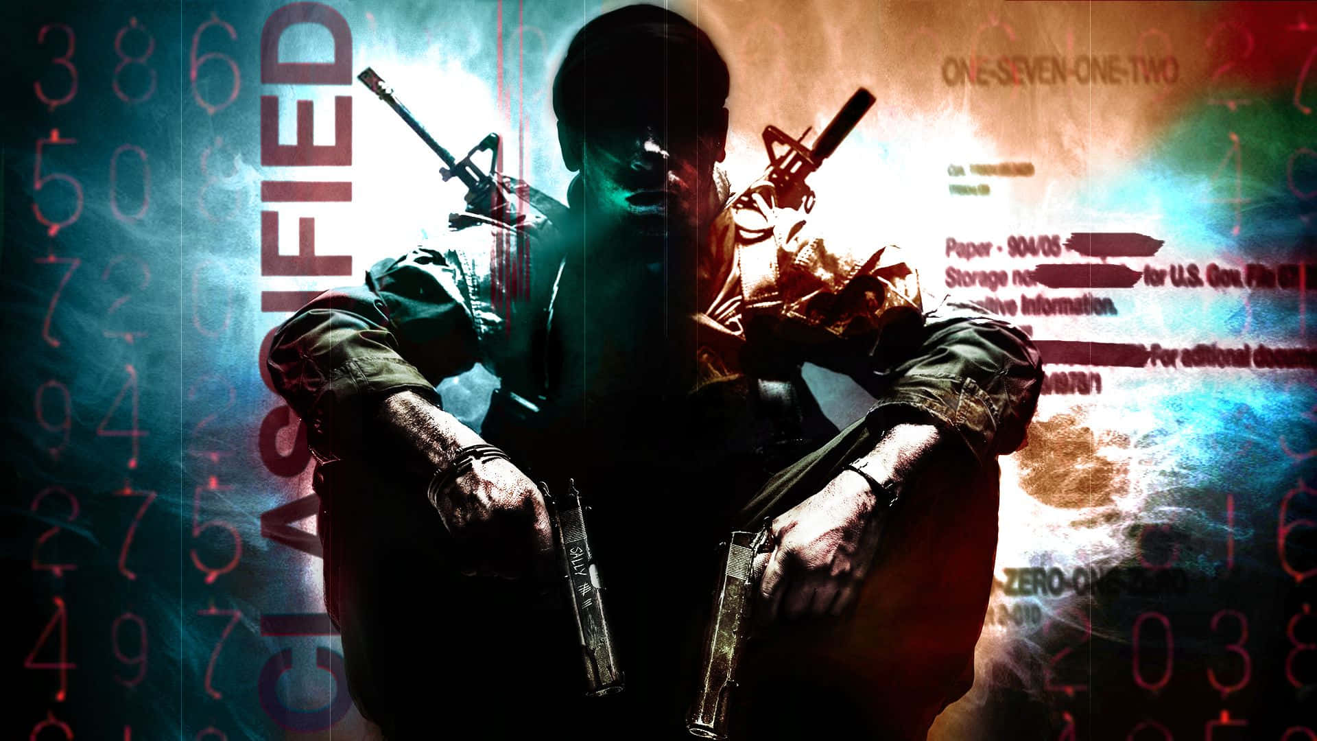 Call Of Duty Black Ops, tactical gear, two pistols, Full HD Desktop Wallpaper