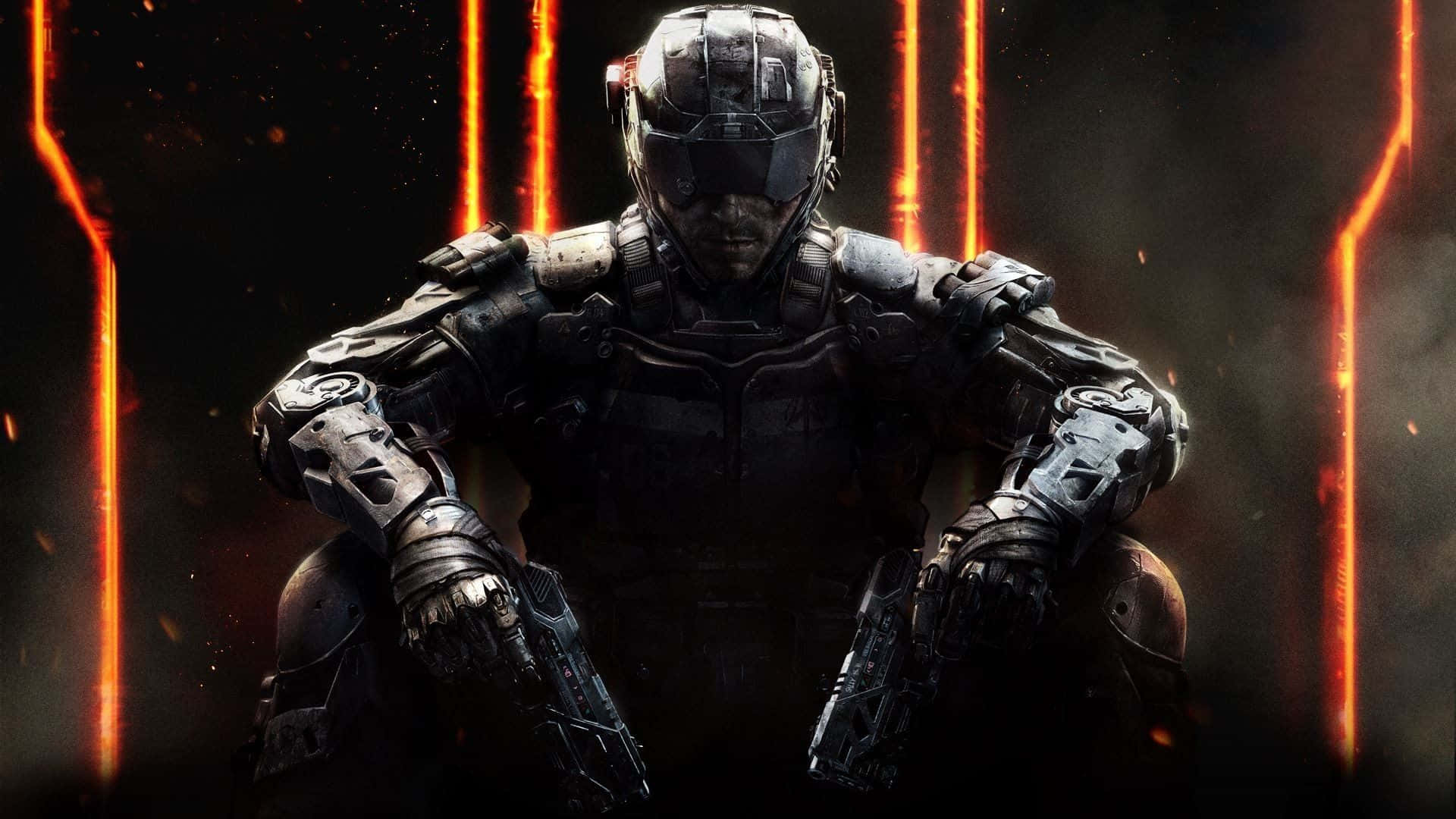 Call Of Duty Black Ops, soldier, glowing orange vertical beams, Full HD Desktop Wallpaper