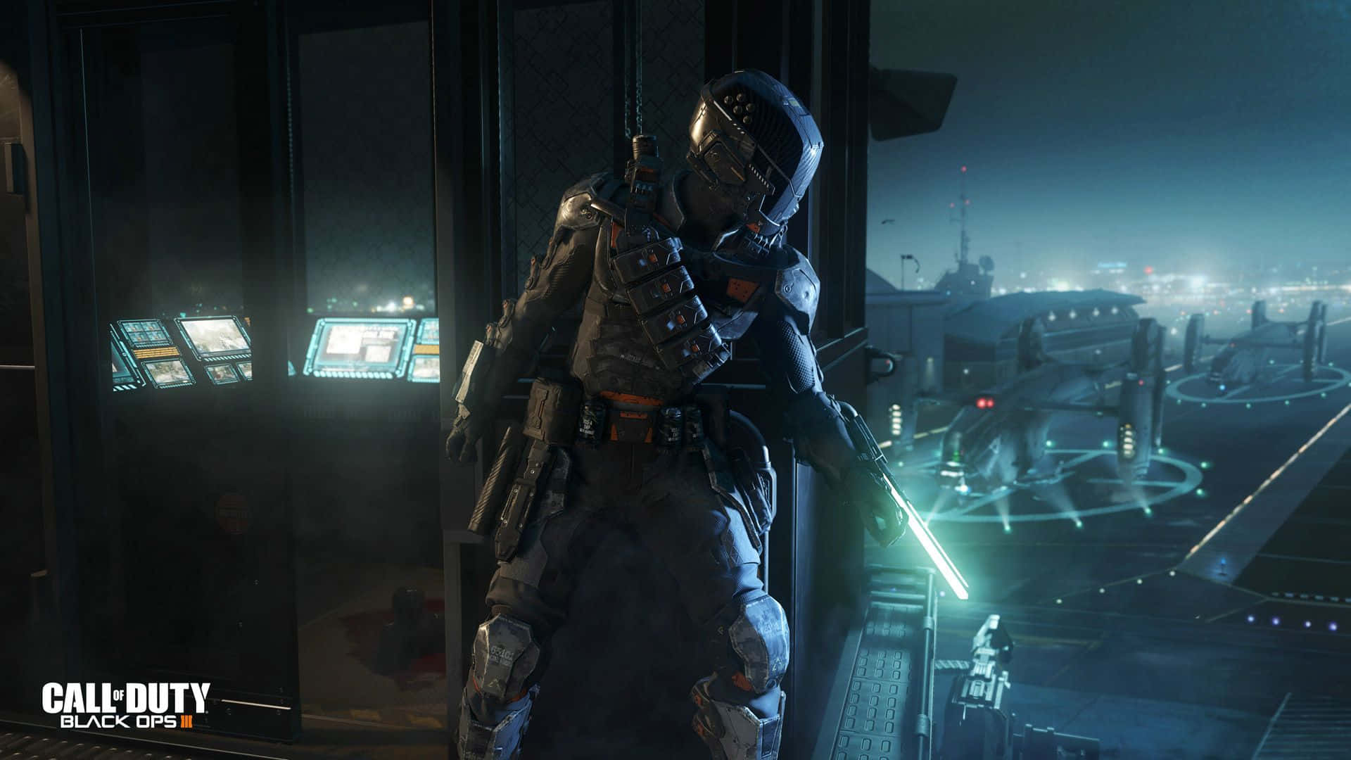 Call of Duty Black Ops, futuristic armor, dim control room, Full HD Desktop Wallpaper