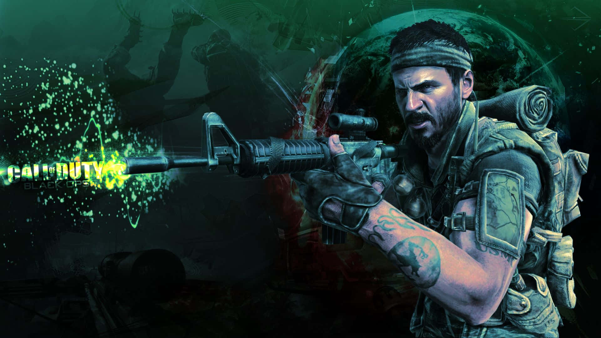 Call Of Duty Black Ops, rifle, tattooed arm, Full HD Desktop Wallpaper