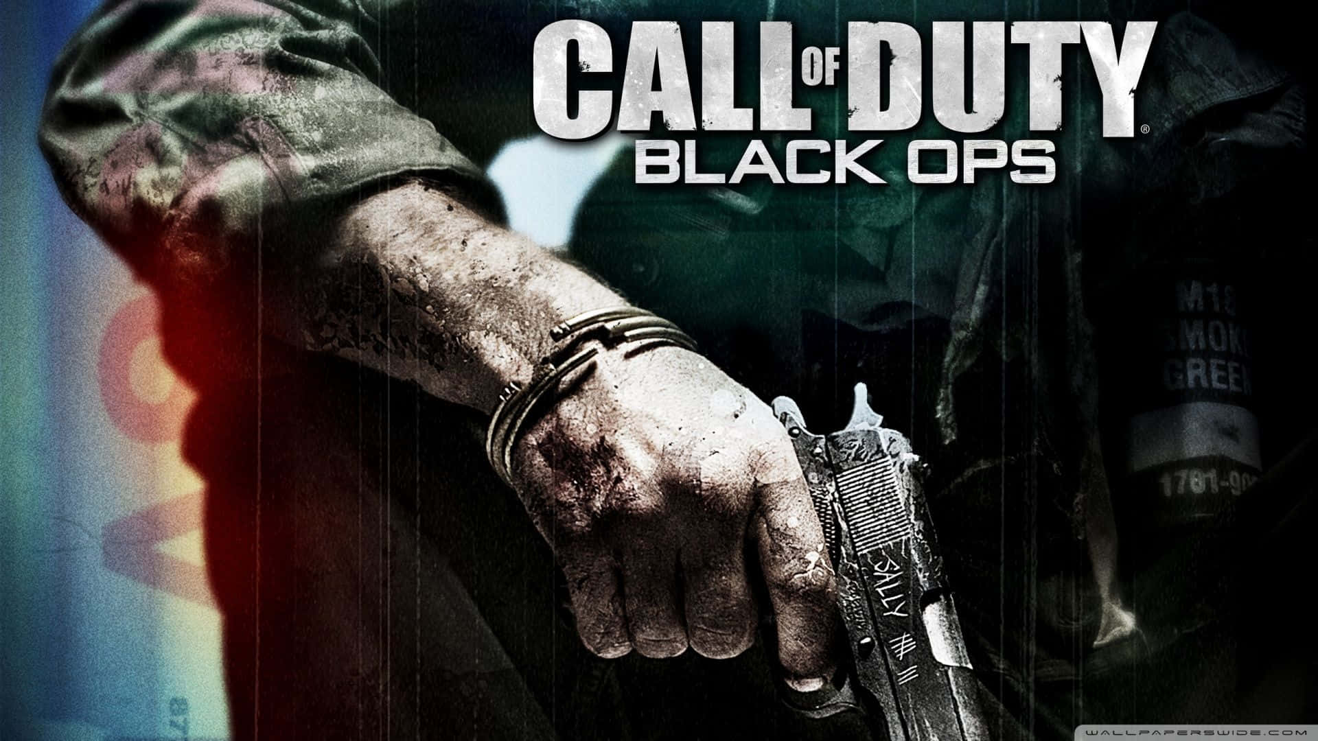 Call Of Duty Black Ops, pistol, handcuffs, Full HD Desktop Wallpaper