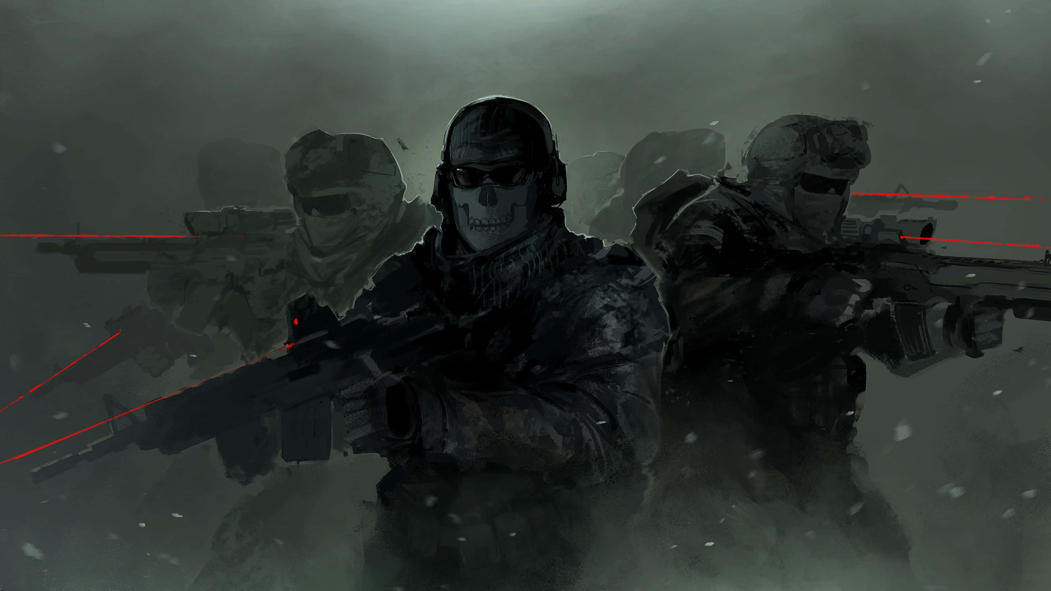 Call Of Duty First Person Shooter, masked soldiers, dark gear, 2K Desktop Wallpaper