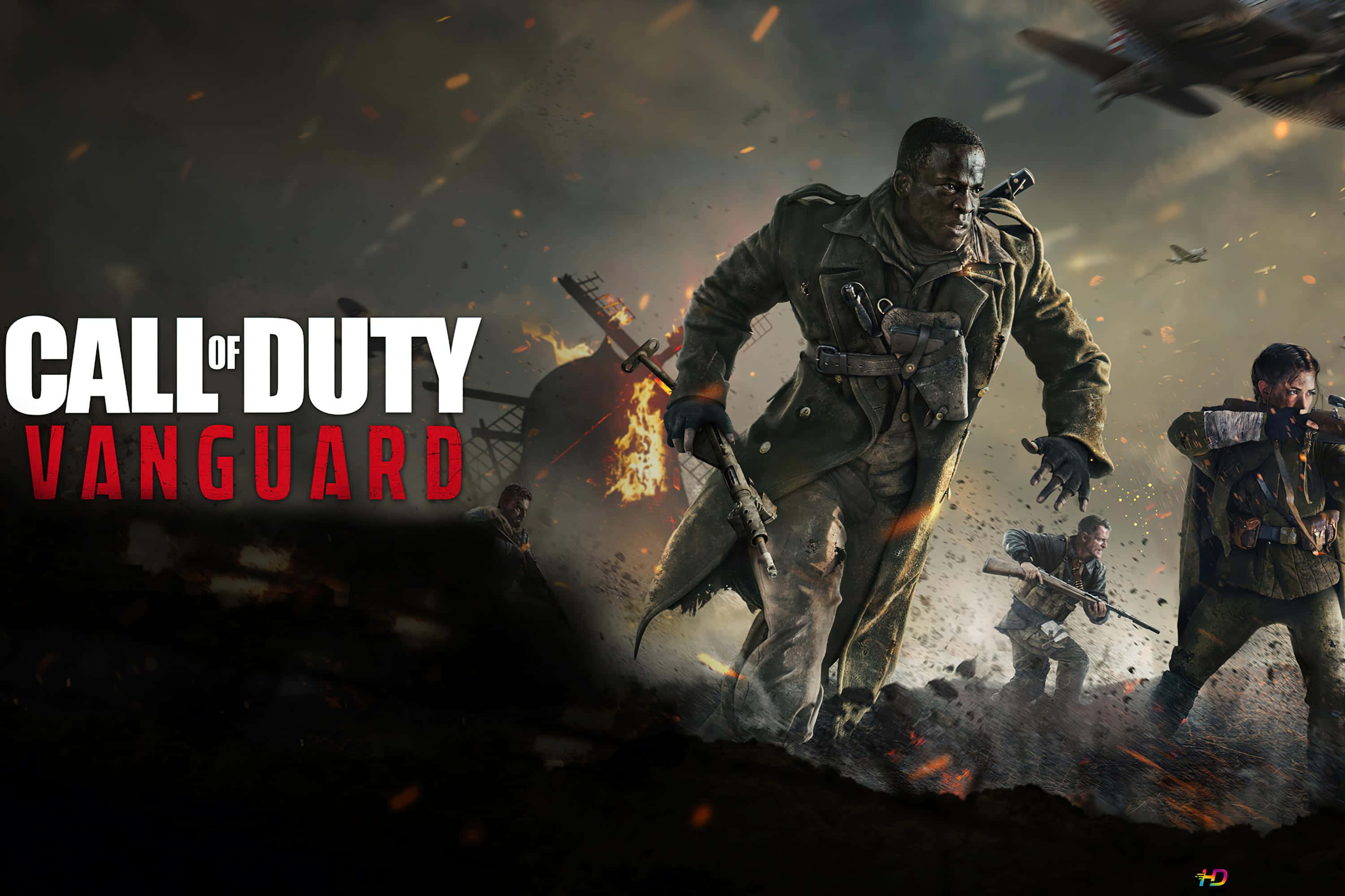 Call Of Duty, fiery battlefield smoke, planes fly overhead, 2K Desktop Wallpaper