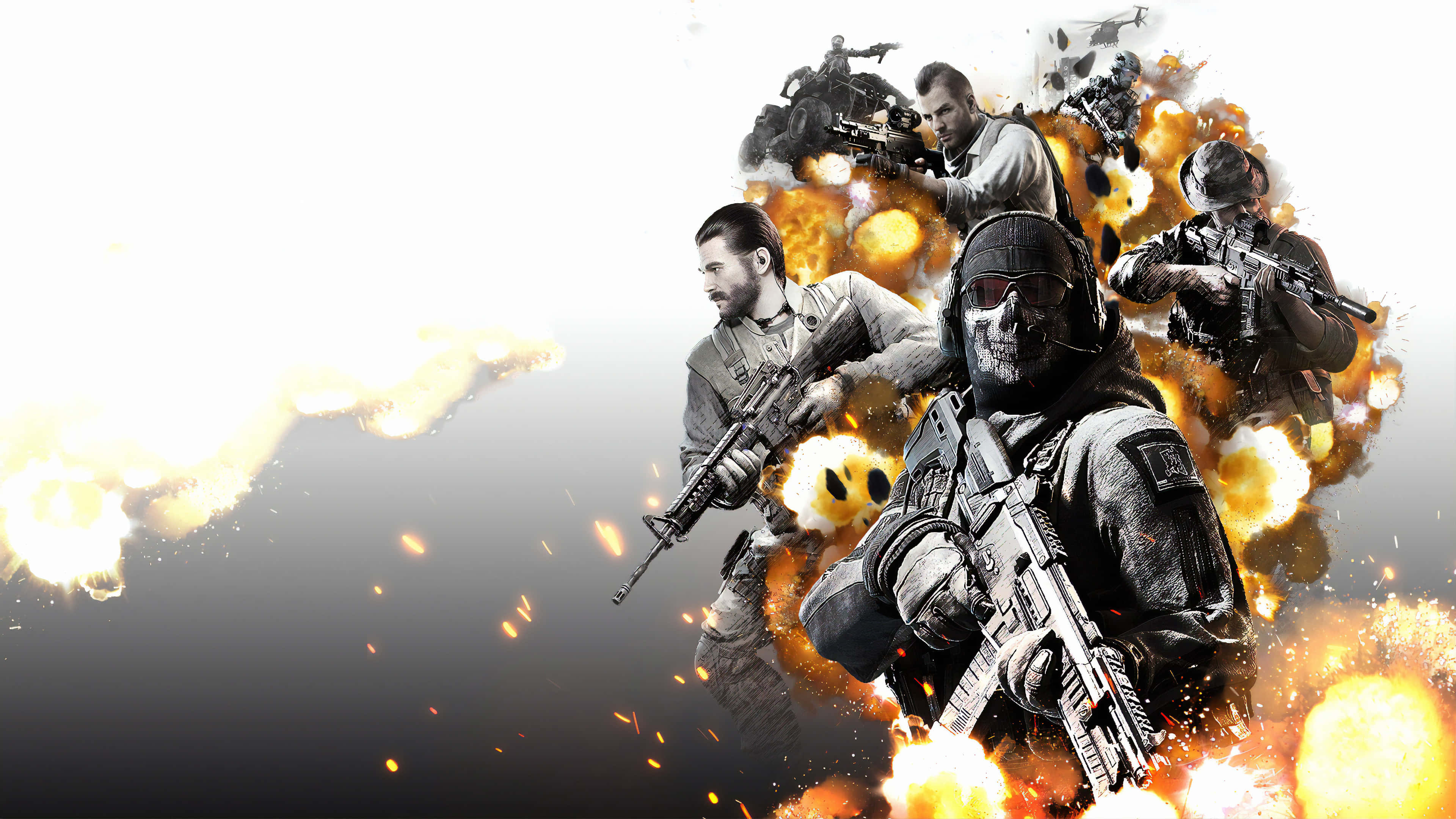 Call Of Duty Full HD, tactical gear, fiery explosions, 4K Desktop Wallpaper
