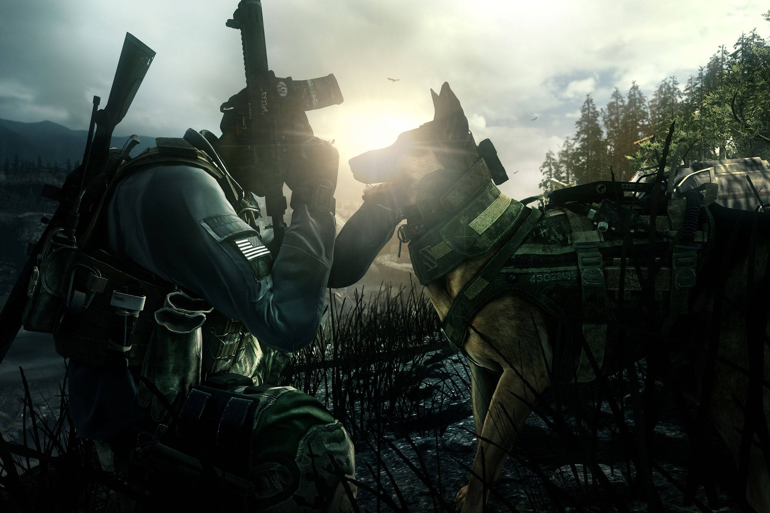 Call Of Duty Ghost, military dog, tactical gear, 2K Desktop Wallpaper