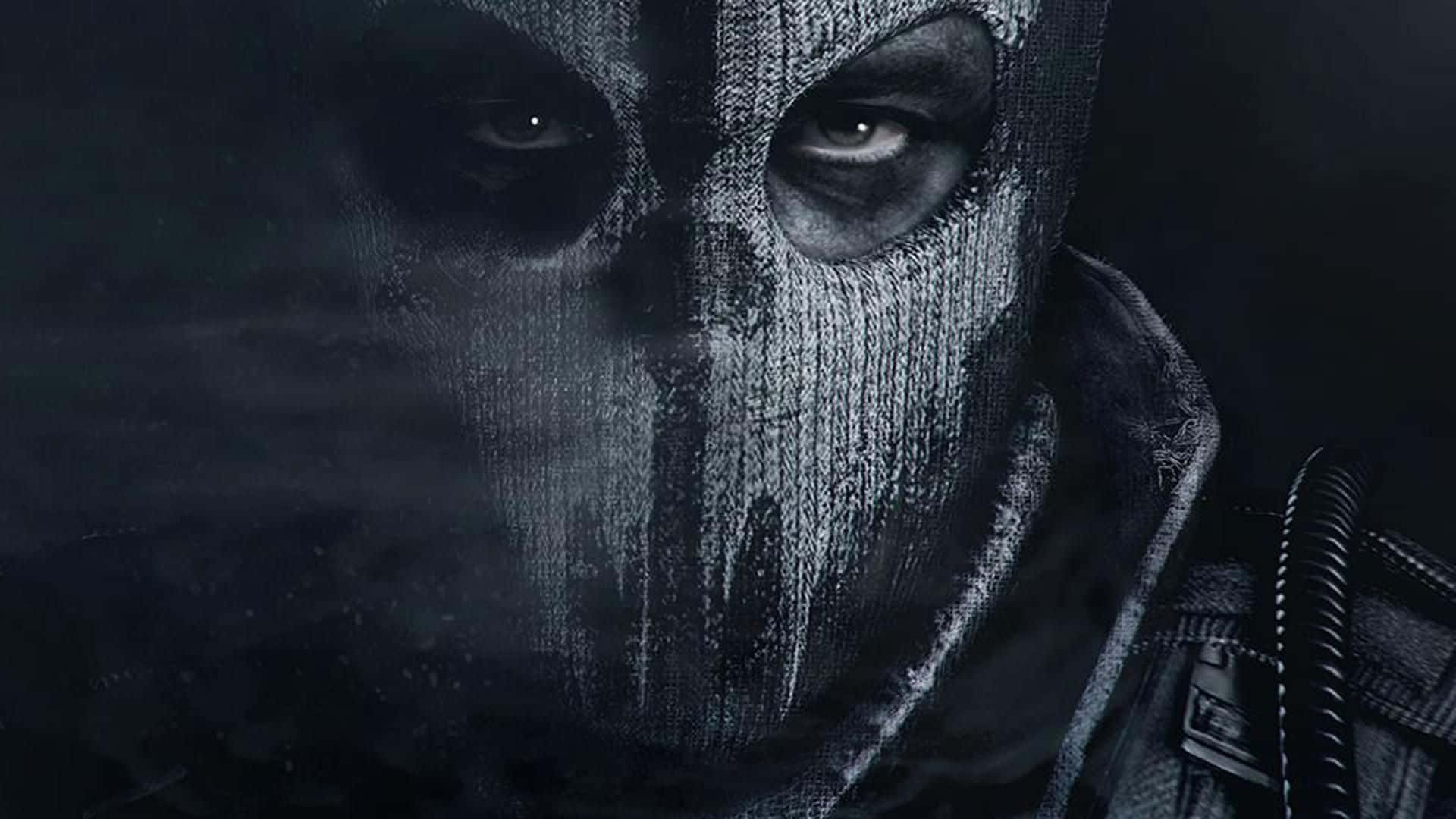Call of Duty: Ghosts, textured black mask, dark, smoky environment, Full HD Desktop Wallpaper