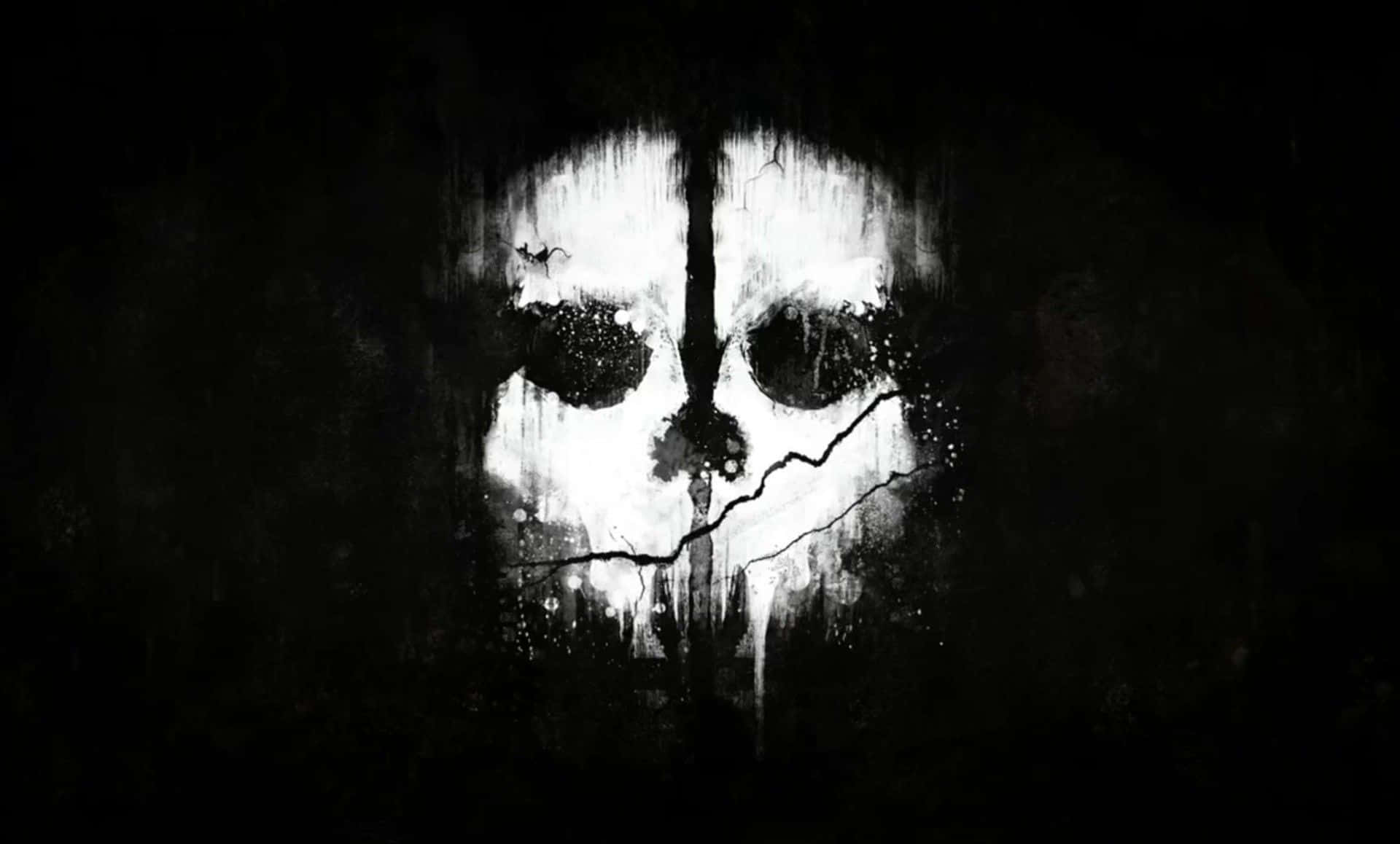 Call Of Duty Ghosts, cracked white skull, dark wall, Full HD Desktop Wallpaper