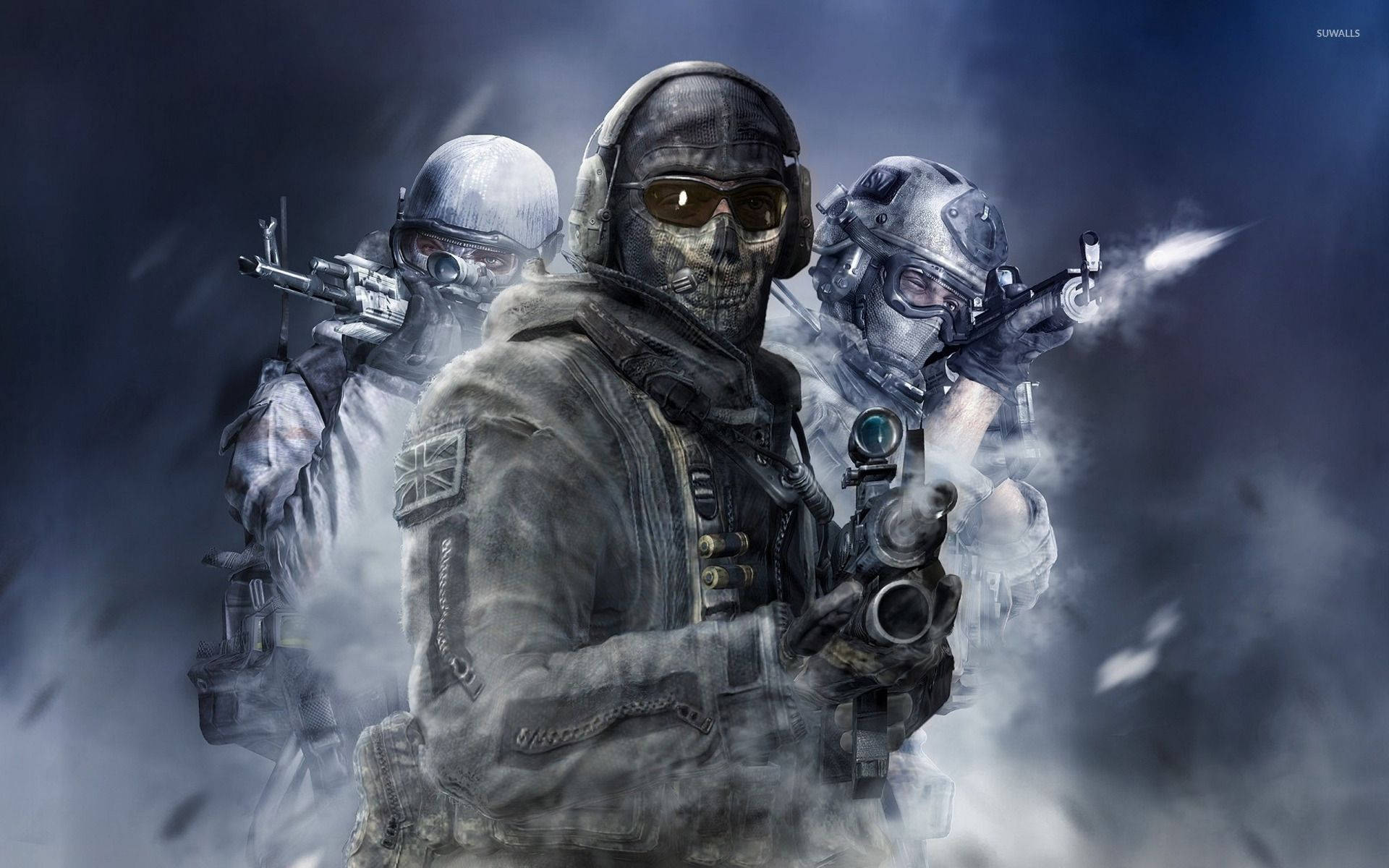 Call Of Duty: Ghosts, skull-masked soldiers, tactical gear, Full HD Desktop Wallpaper