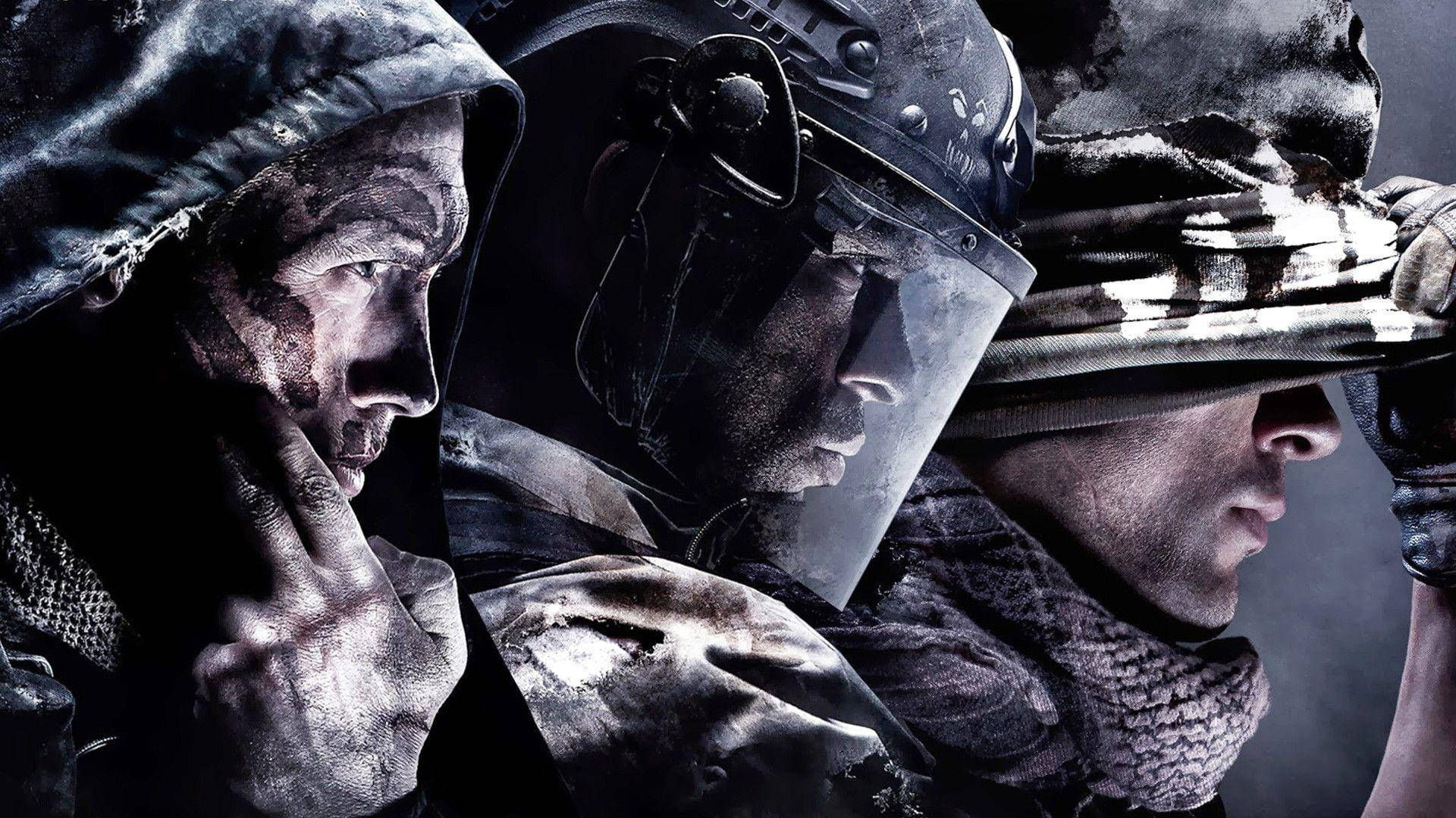 Call Of Duty Ghosts, three soldiers, tactical gear, Full HD Desktop Wallpaper