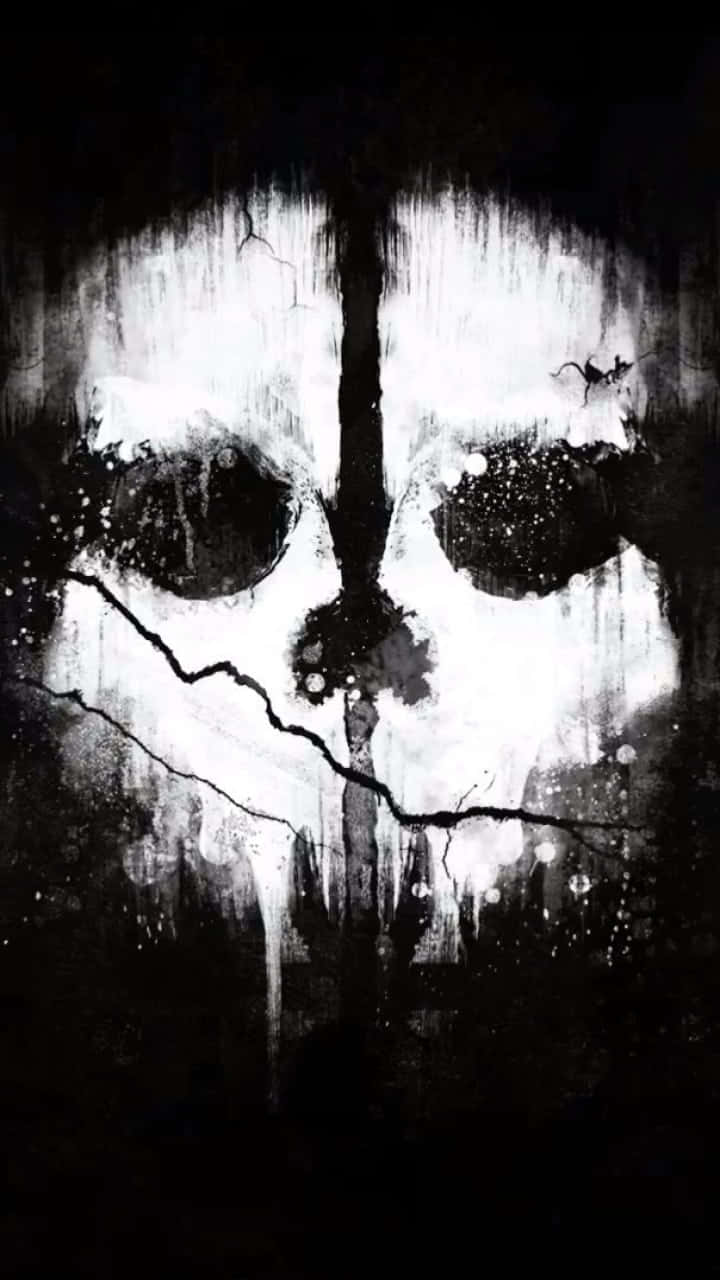 Call of Duty: Ghosts, black and white skull, cracked paint, HD Phone Wallpaper