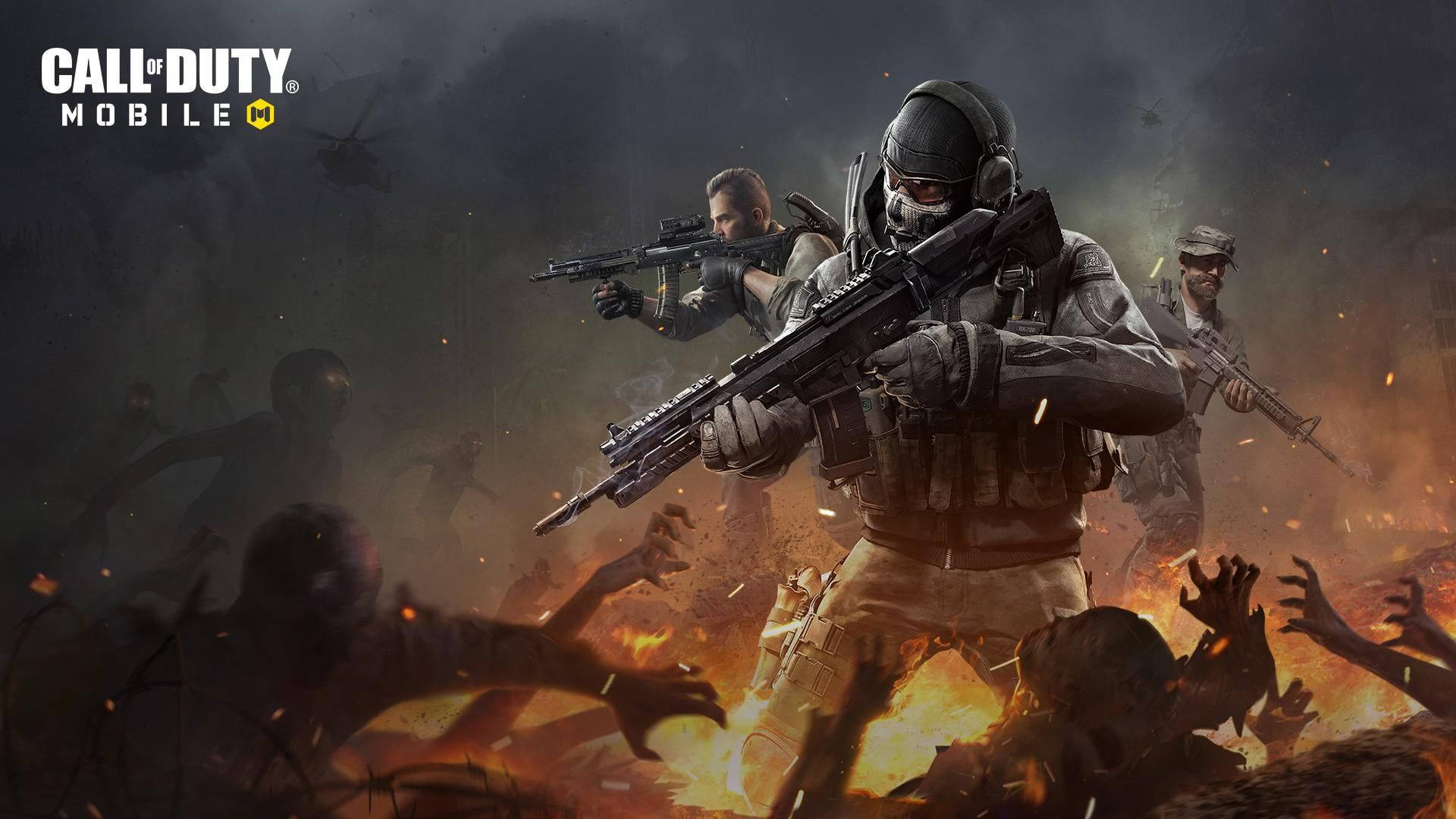 Call Of Duty Mobile, fiery battlefield, zombie horde, Full HD Desktop Wallpaper