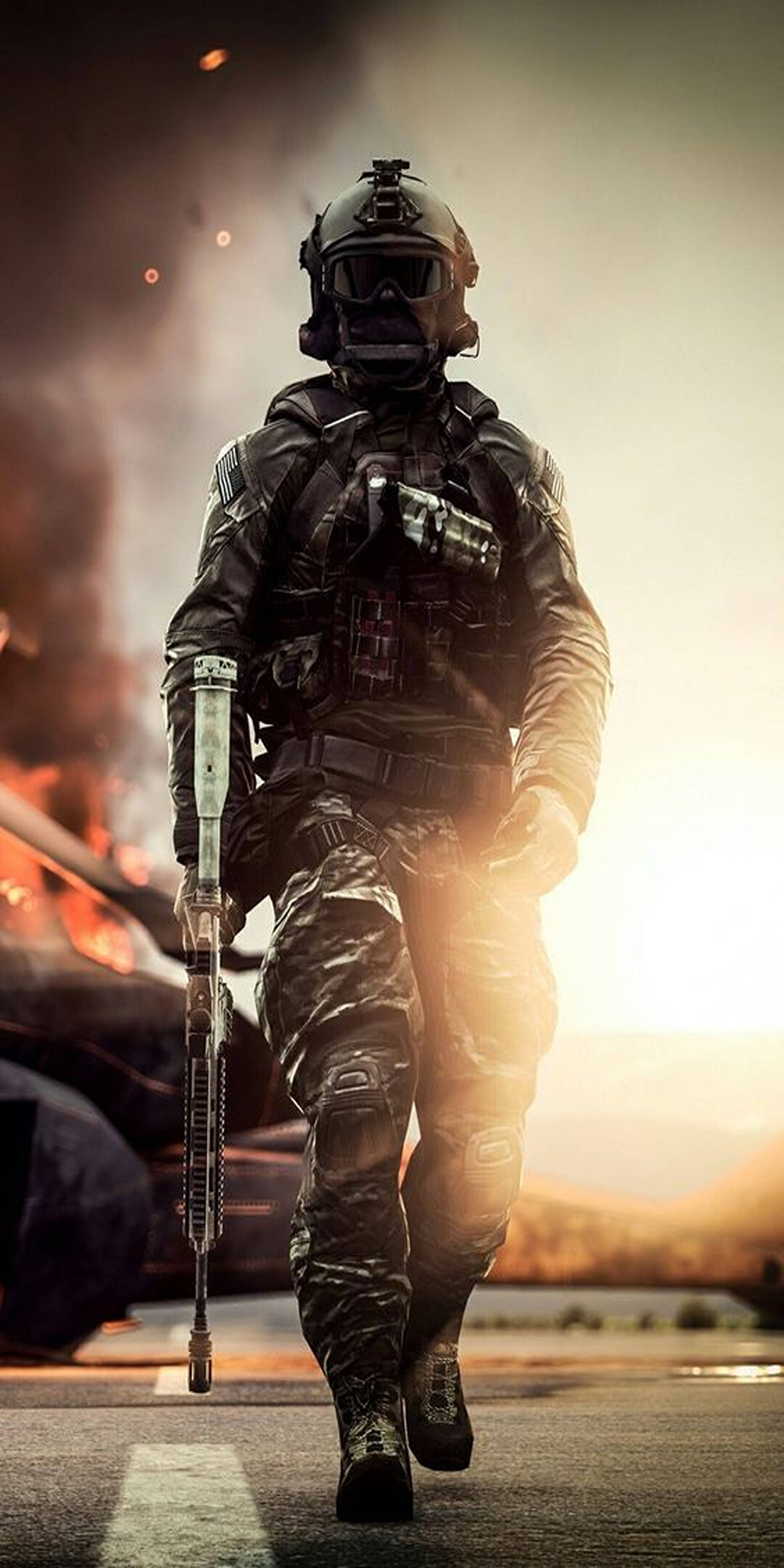 Call Of Duty Mobile, Sunset, soldier, 5K Phone Wallpaper