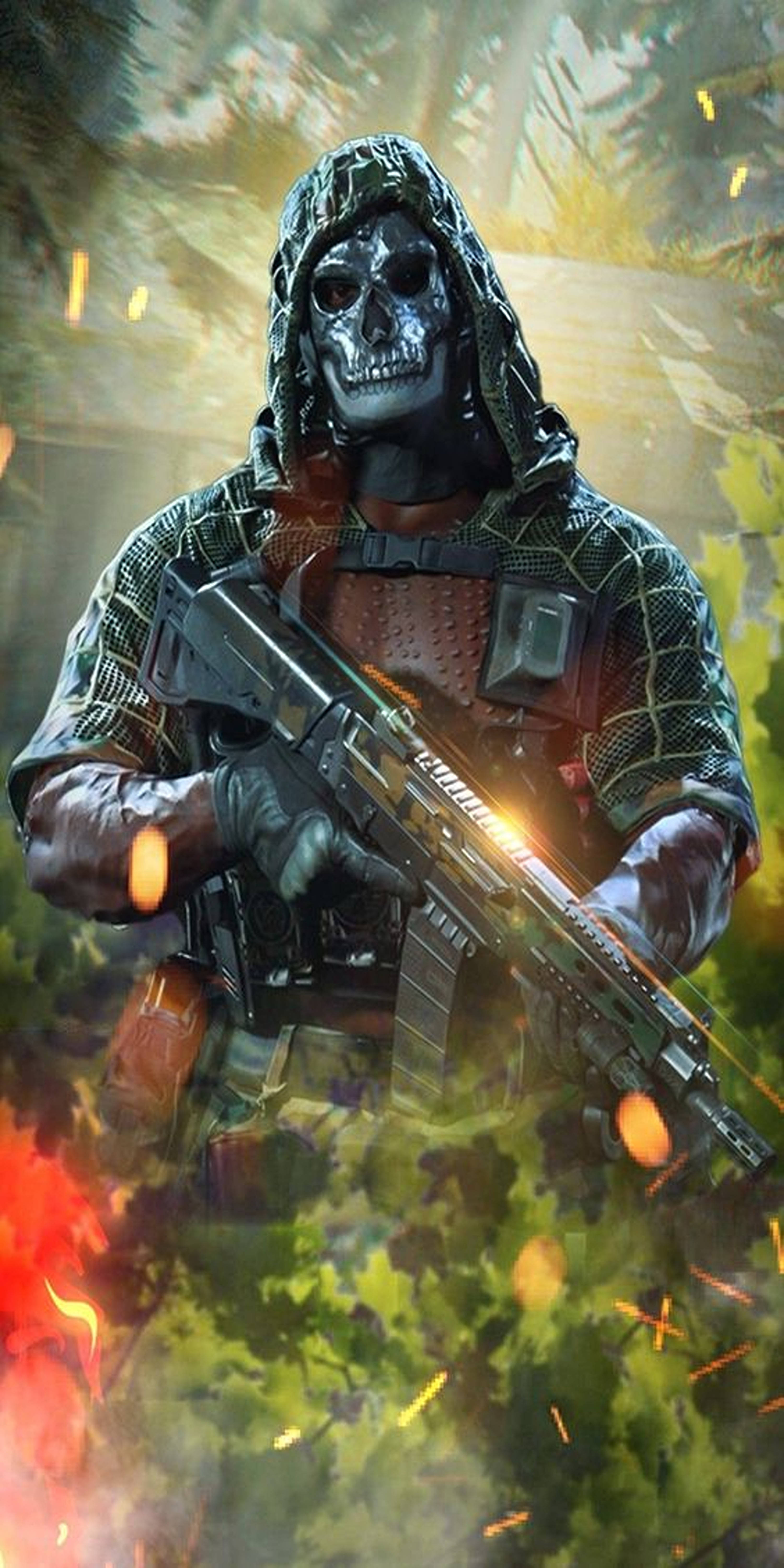 Call Of Duty, skull face, camouflage gear, 5K Phone Wallpaper